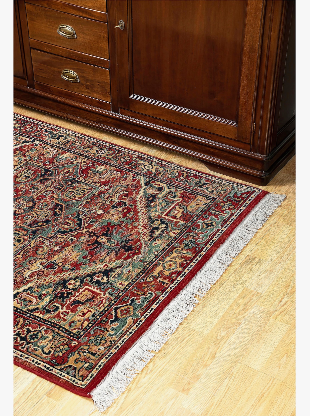 Theko Teppich - rot-gemustert