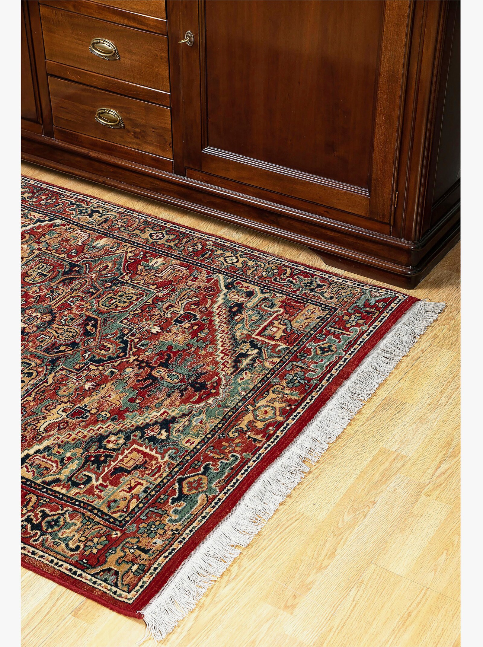 Theko Teppich - rot-gemustert