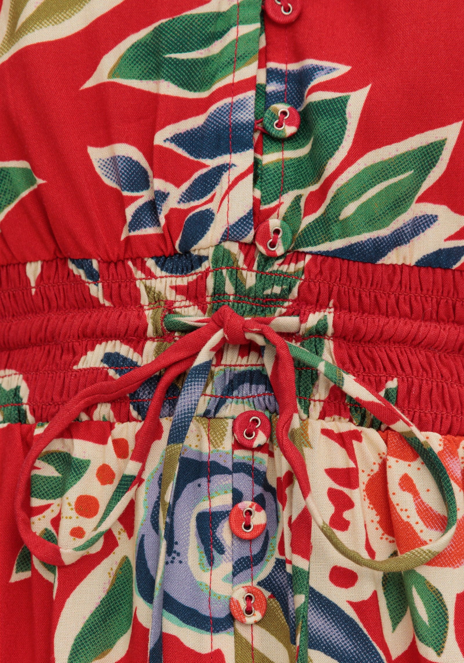 sheego by Joe Browns Blumenkleid mit V-Ausschnitt und Knopfleiste - rot-gemustert