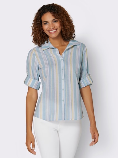 Hemdbluse im Streifen-Dessin - mint-gestreift