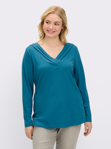 sheego by Joe Browns Langarmshirt mit V-Ausschnitt - topas