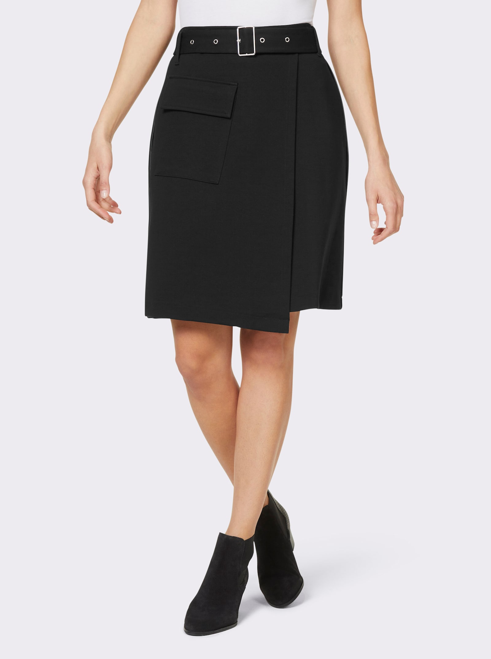 heine Jerseyrock in Wickel-Optik - schwarz