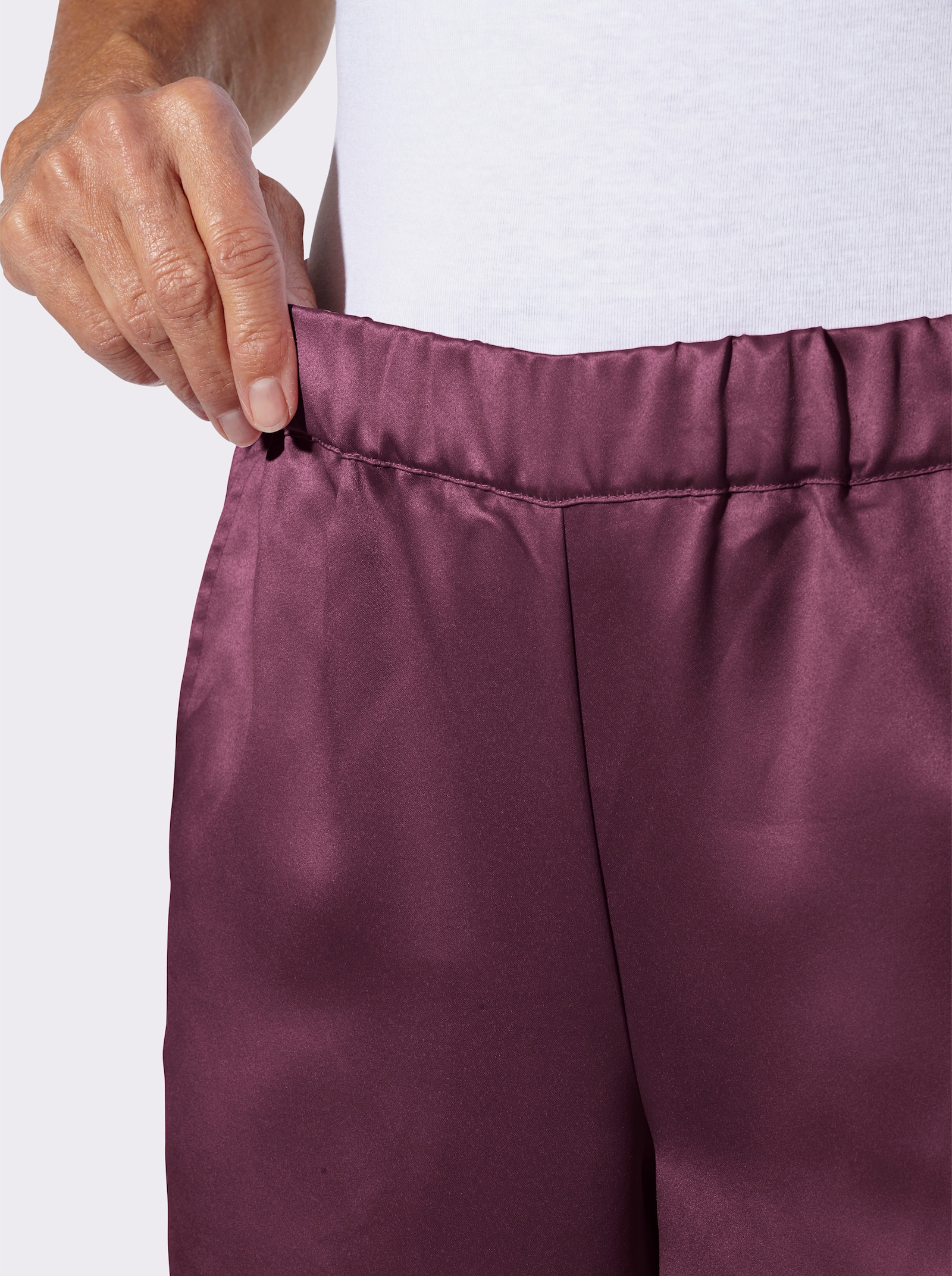 Schlupfhose in Satin-Qualität, pflegeleicht - burgund