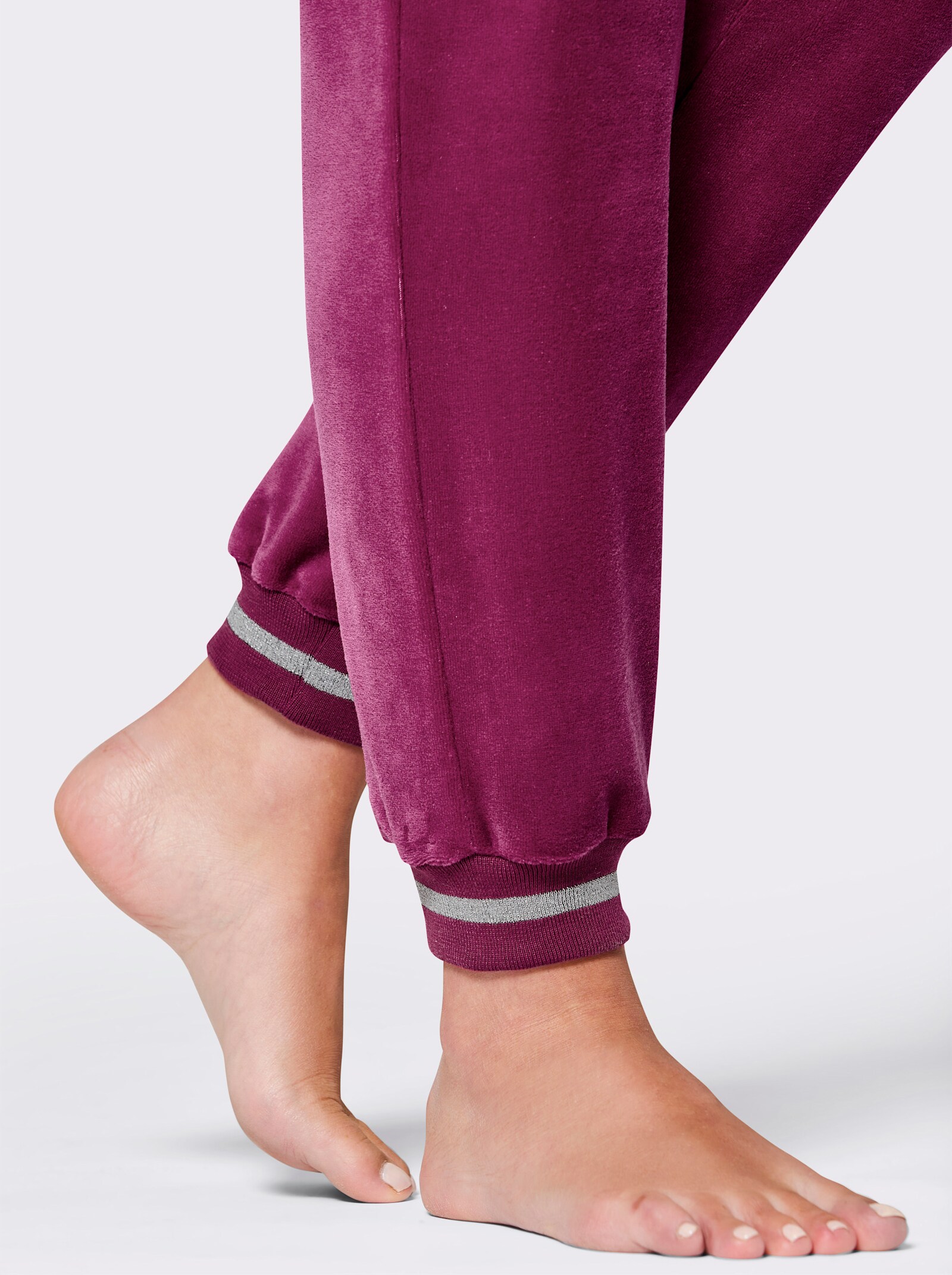 feel good Nickihose mit Glitzerbündchen - malve