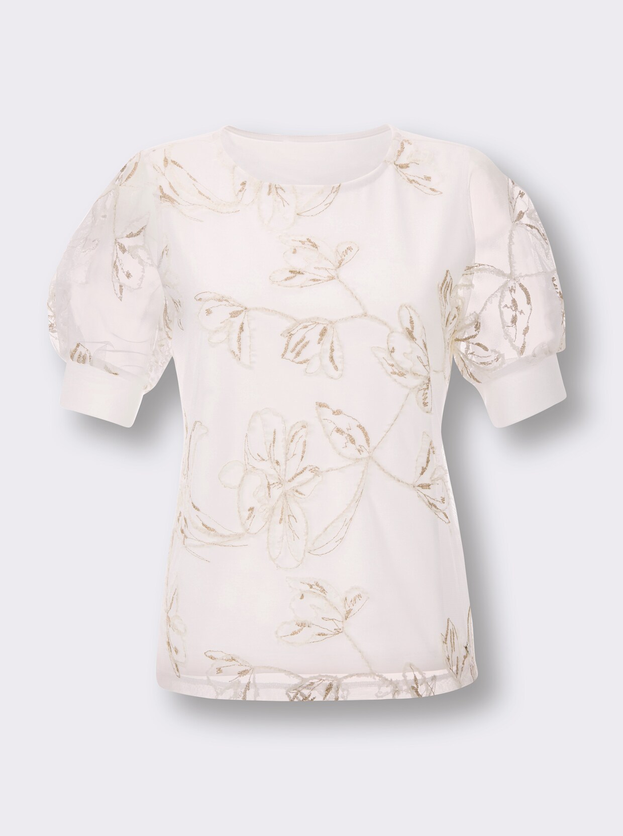 CREATION L PREMIUM Kurzarmshirt - ecru-gemustert
