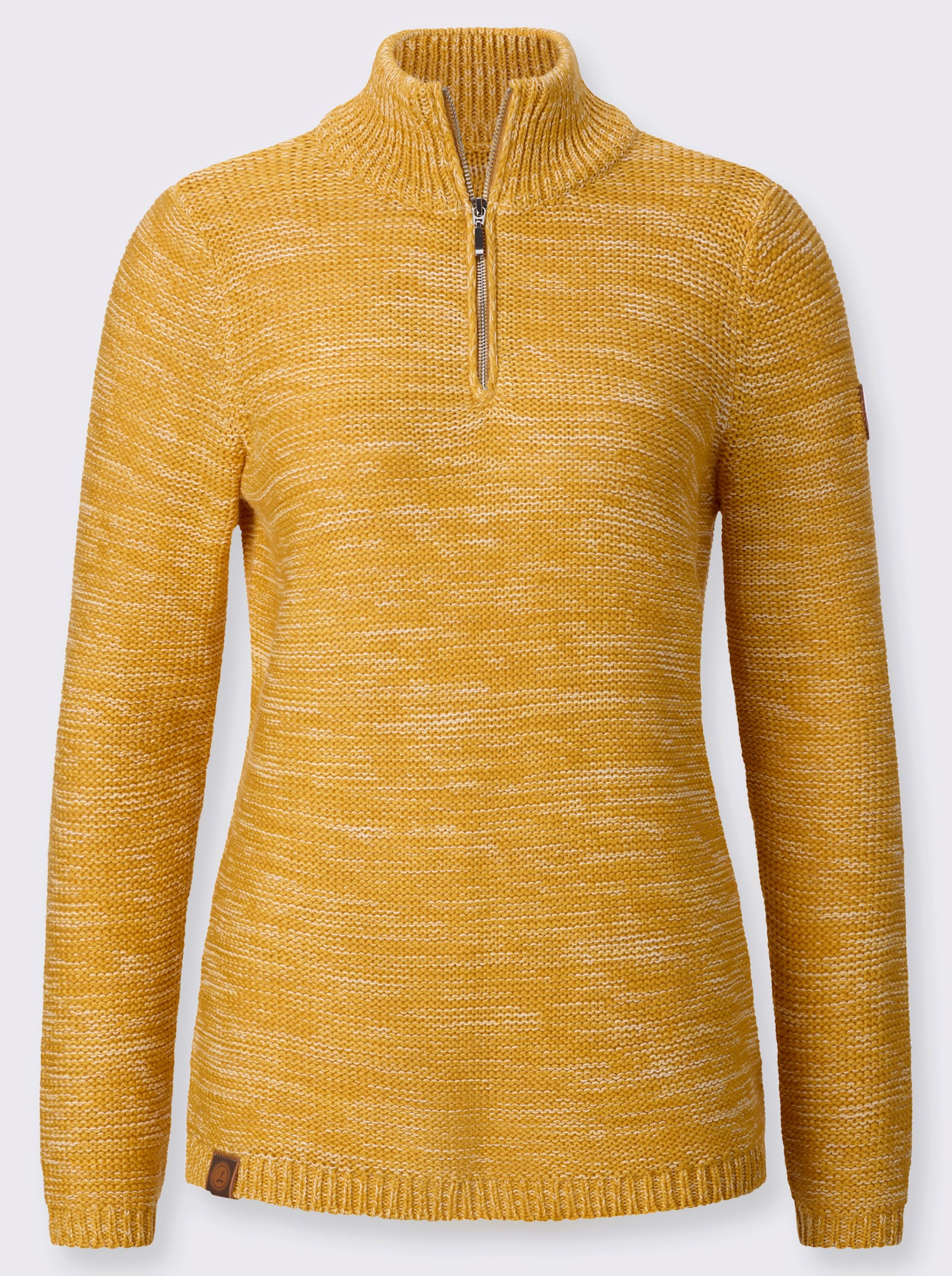 Troyer mit gerippten Abschlüssen - ocker-meliert