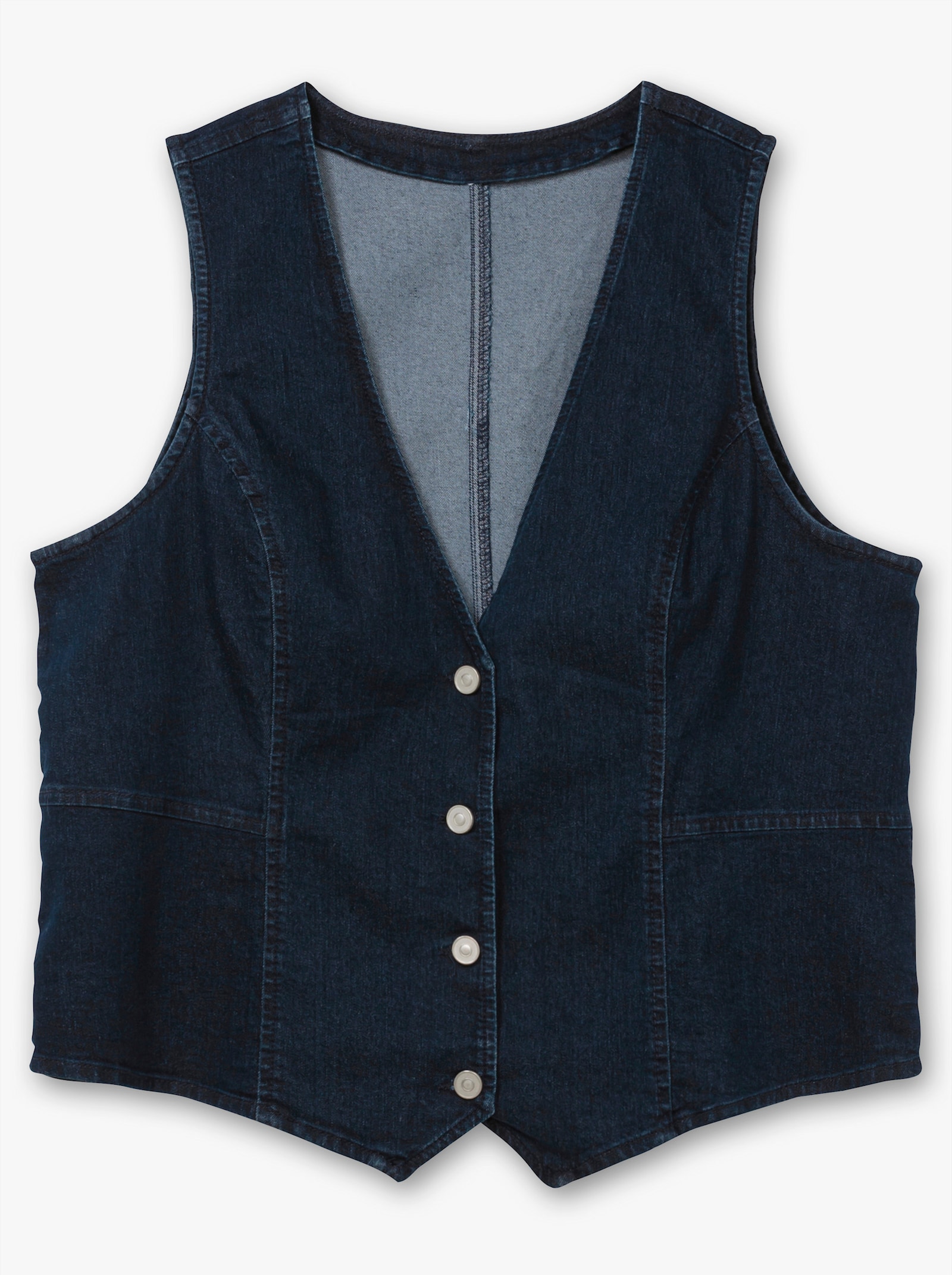 Jeansweste mit spitz zulaufendem Saum vorne - dark blue
