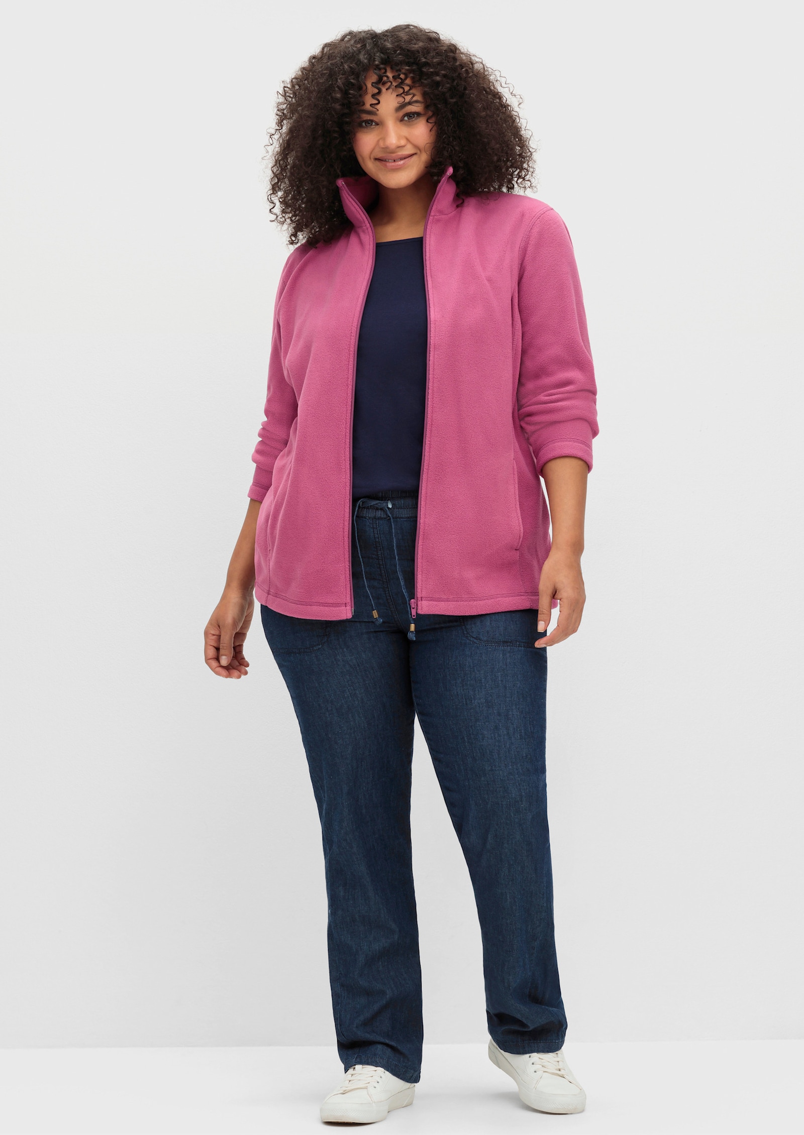 Fleecejacke mit zwei Taschen - fuchsia