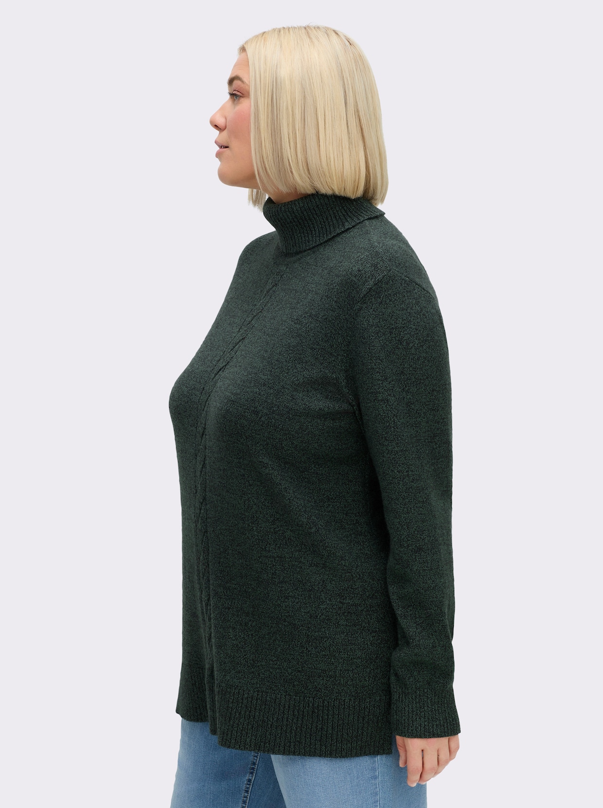 sheego Rollkragenpullover - moos-meliert