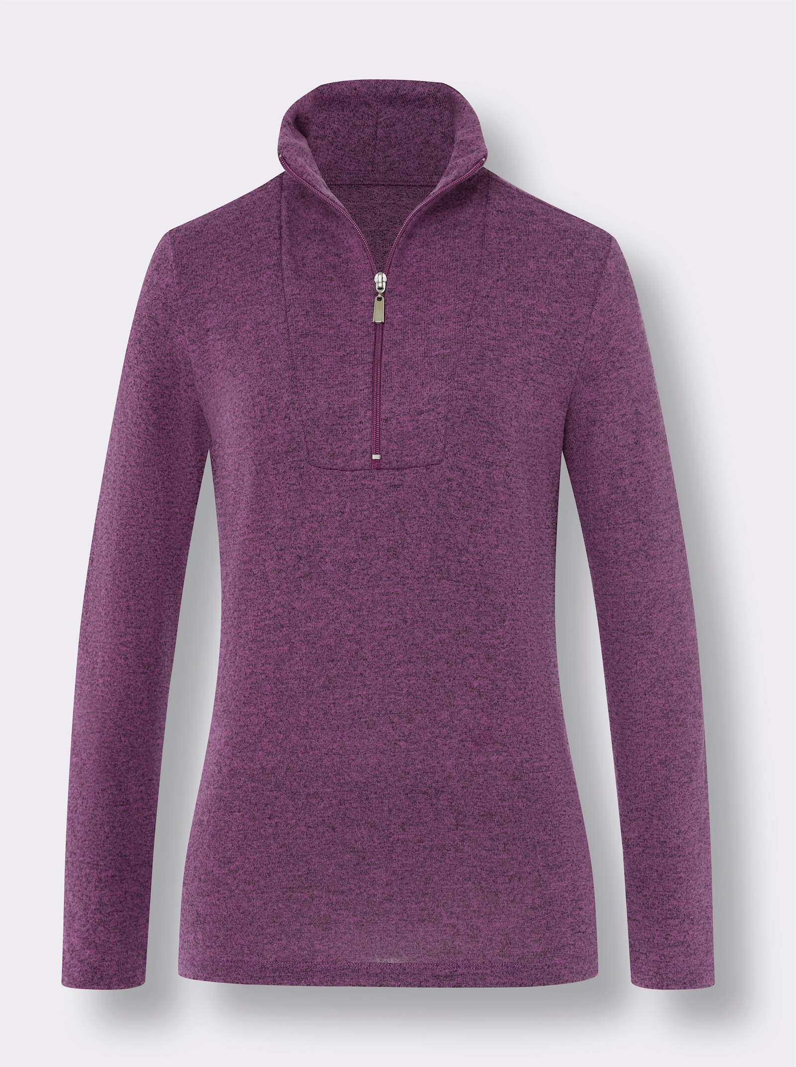 Tričko so stojačikom z melírovaného materiálu - Fialovo-čierna melírovaná