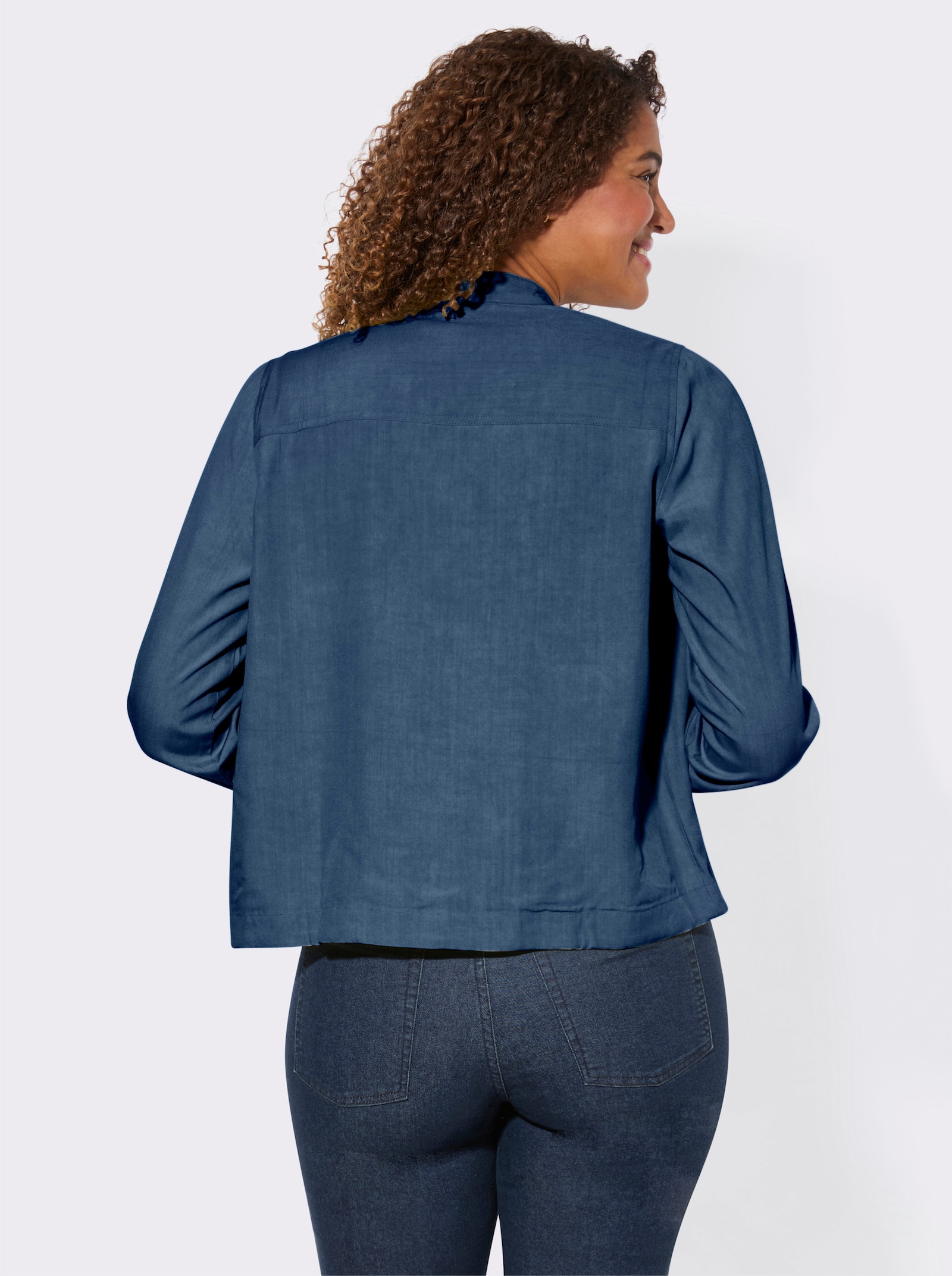 Blusenjacke in Oversize-Form - jeansblau
