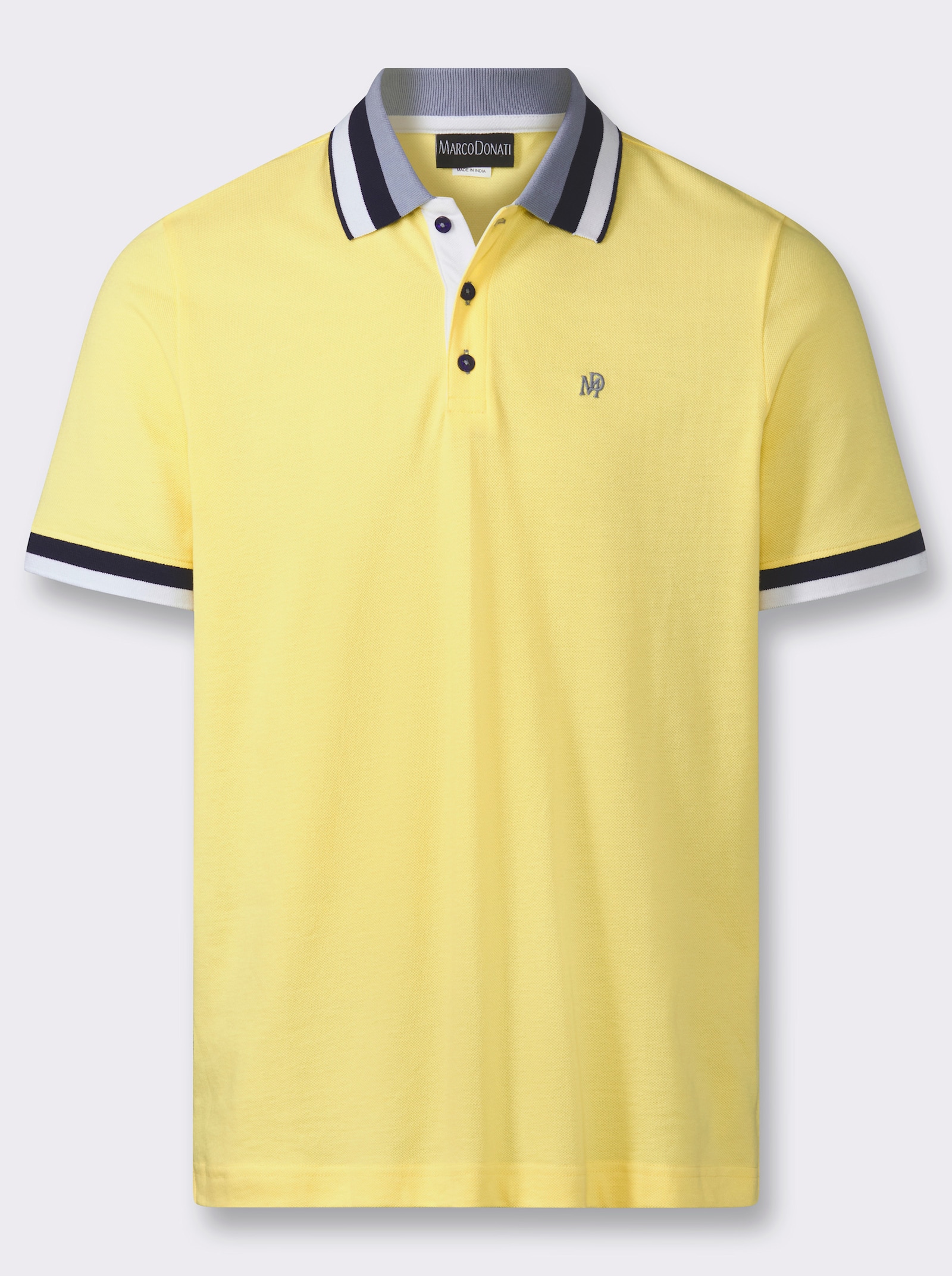 Marco Donati Kurzarmshirt in Pikee-Qualität - zitrone