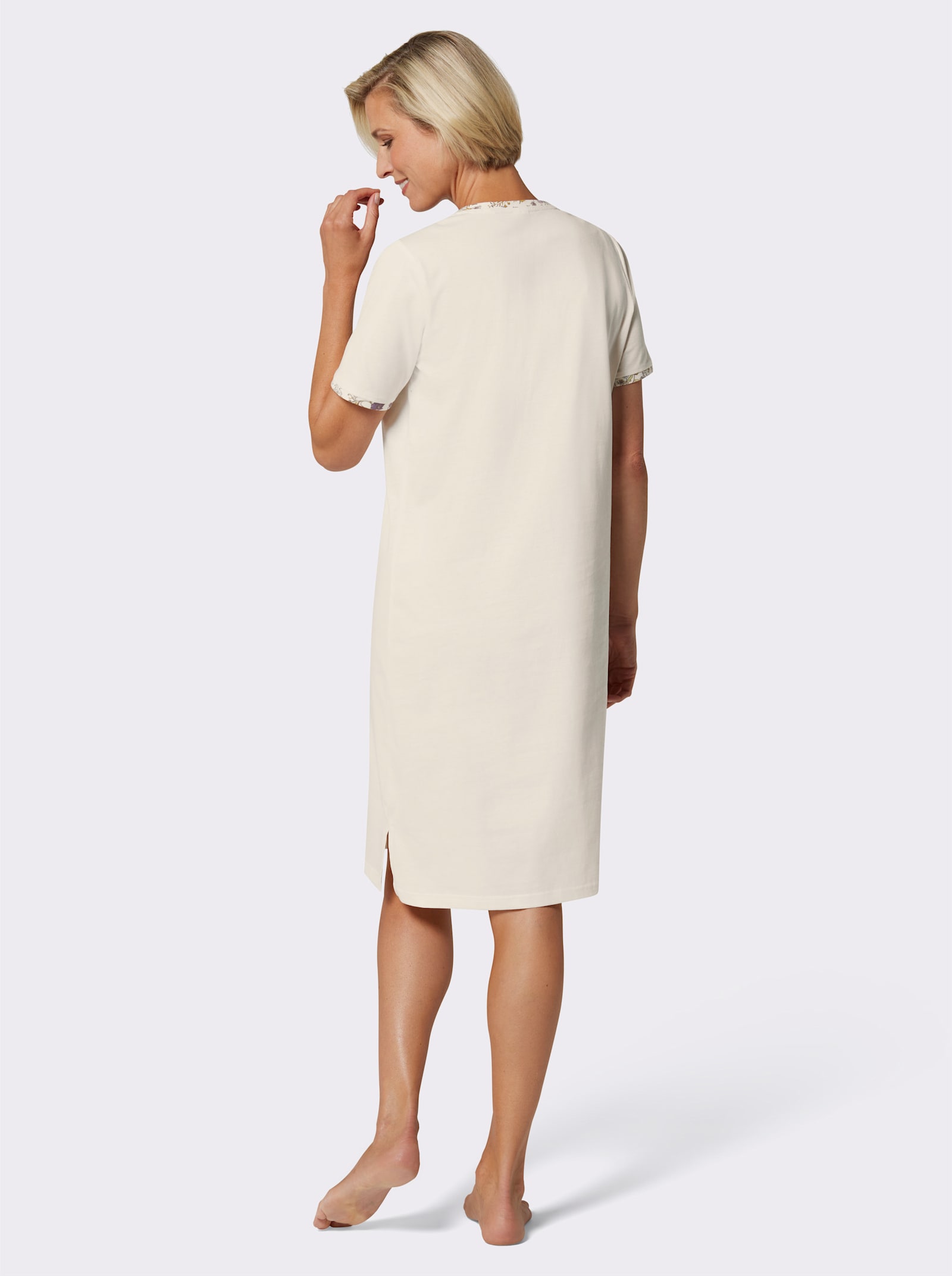 wäschepur Nachthemden met zijsplitten - champagne + champagne bedrukt