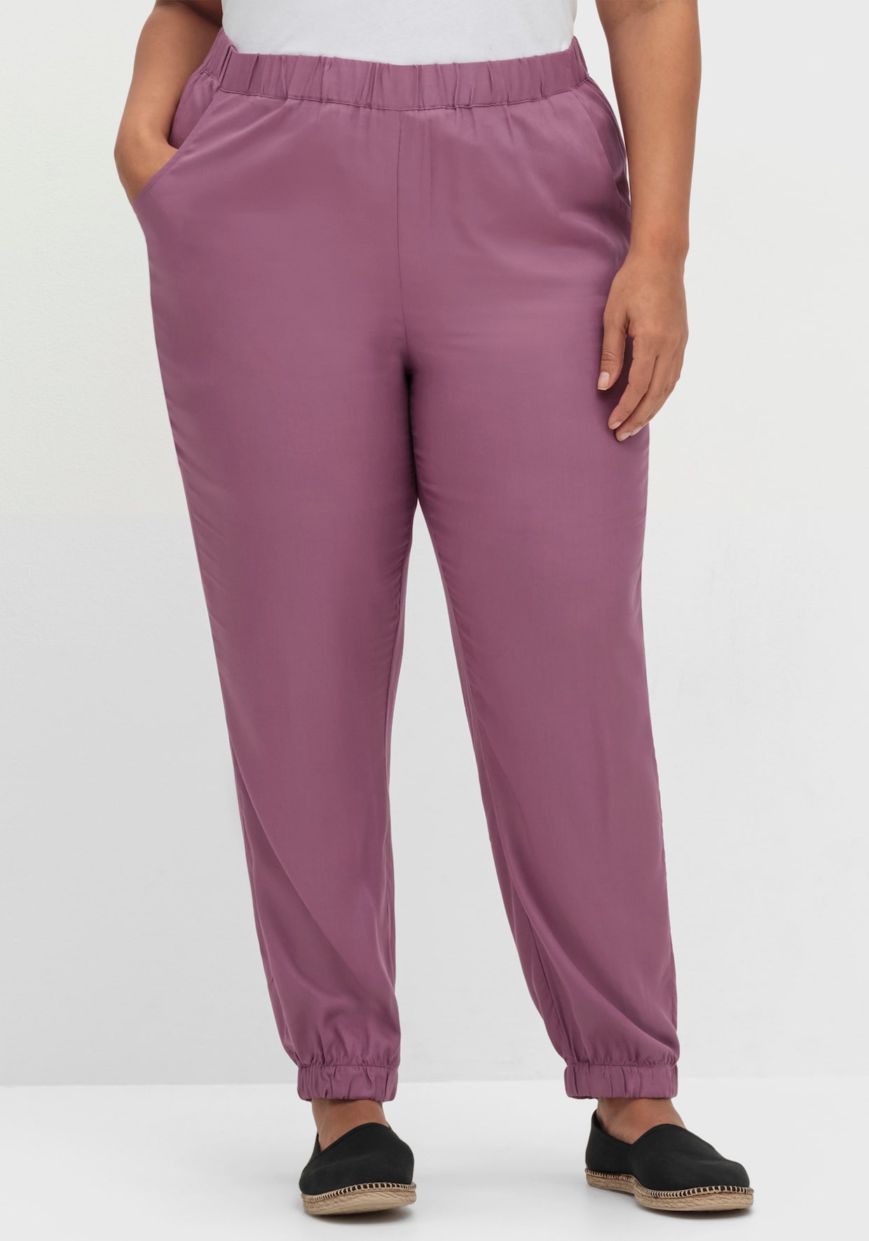 Haremshose mit Bündchen am Saum - violett