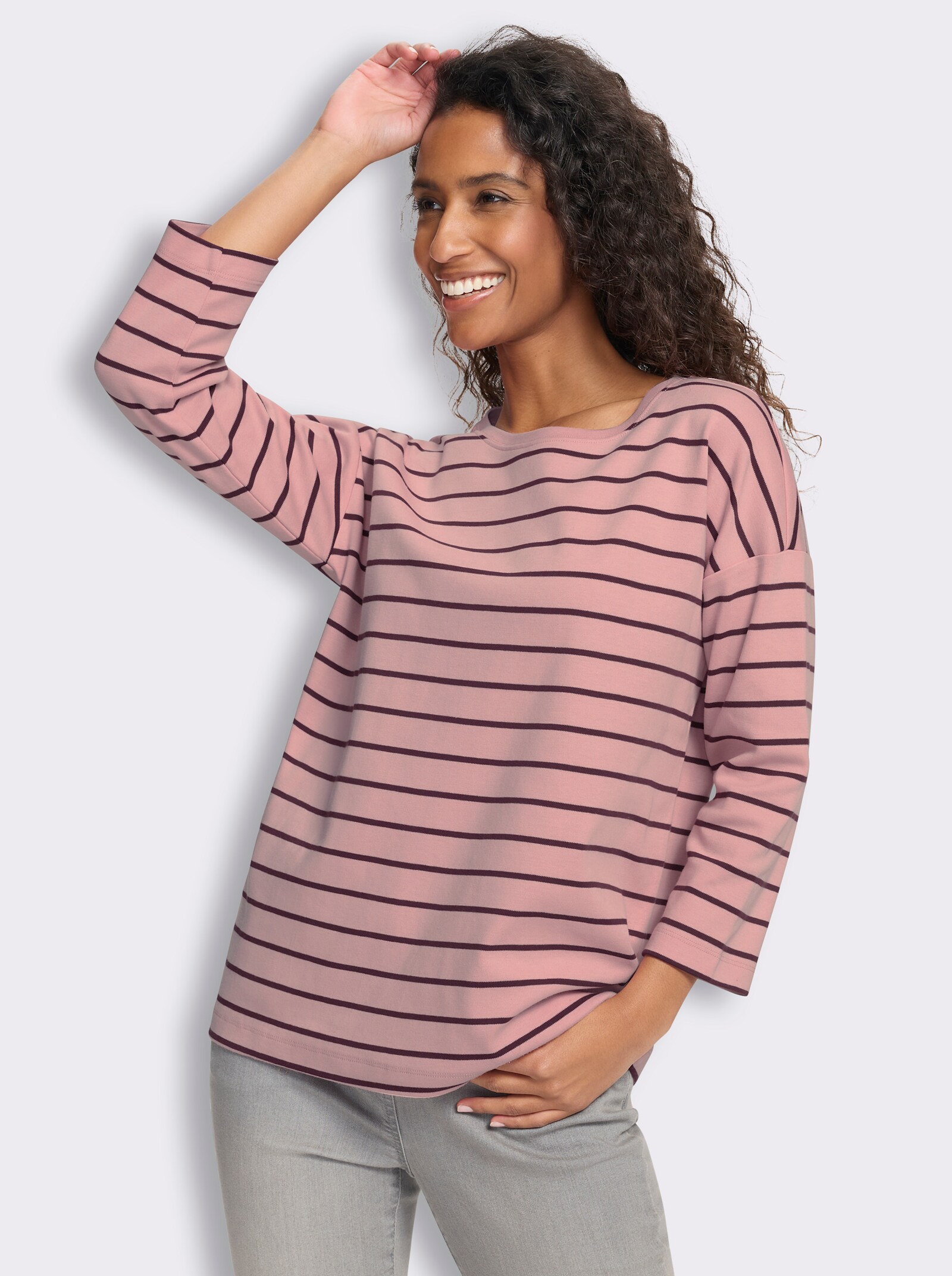 heine Ringelshirt mit 3/4-Arm - rosenquarz-burgund-geringelt