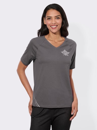 Kurzarmshirt mit Foliendruck - anthrazit