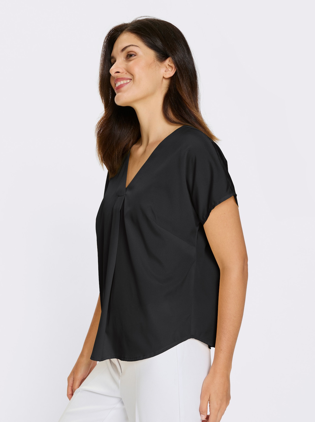 Kurzarm-Bluse - schwarz