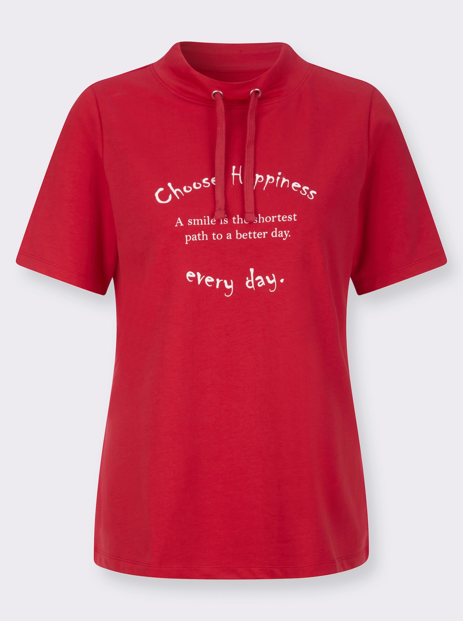 Tričko s krátkým rukávem a širším stojáčkem - jahodová