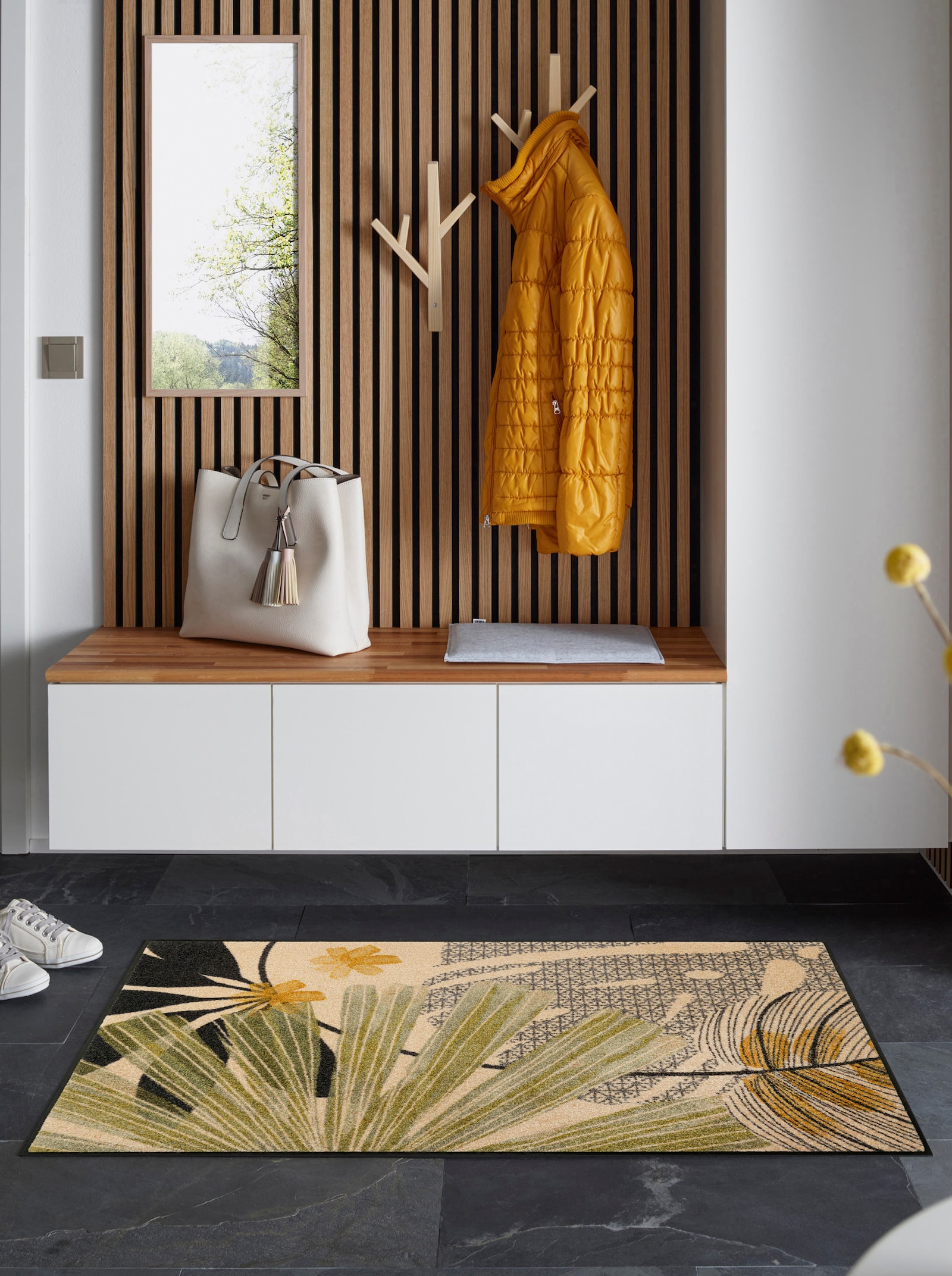 wash+dry by Kleen-Tex Fußmatte - beige-grün-gemustert