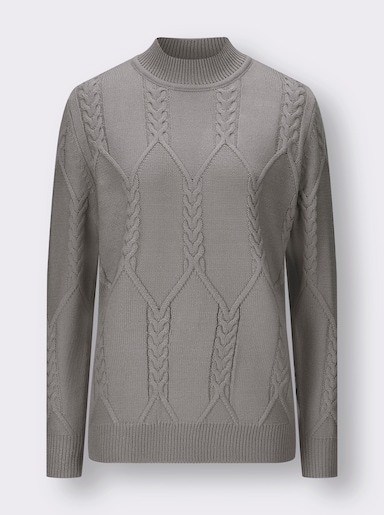 Langarm-Pullover - steingrau