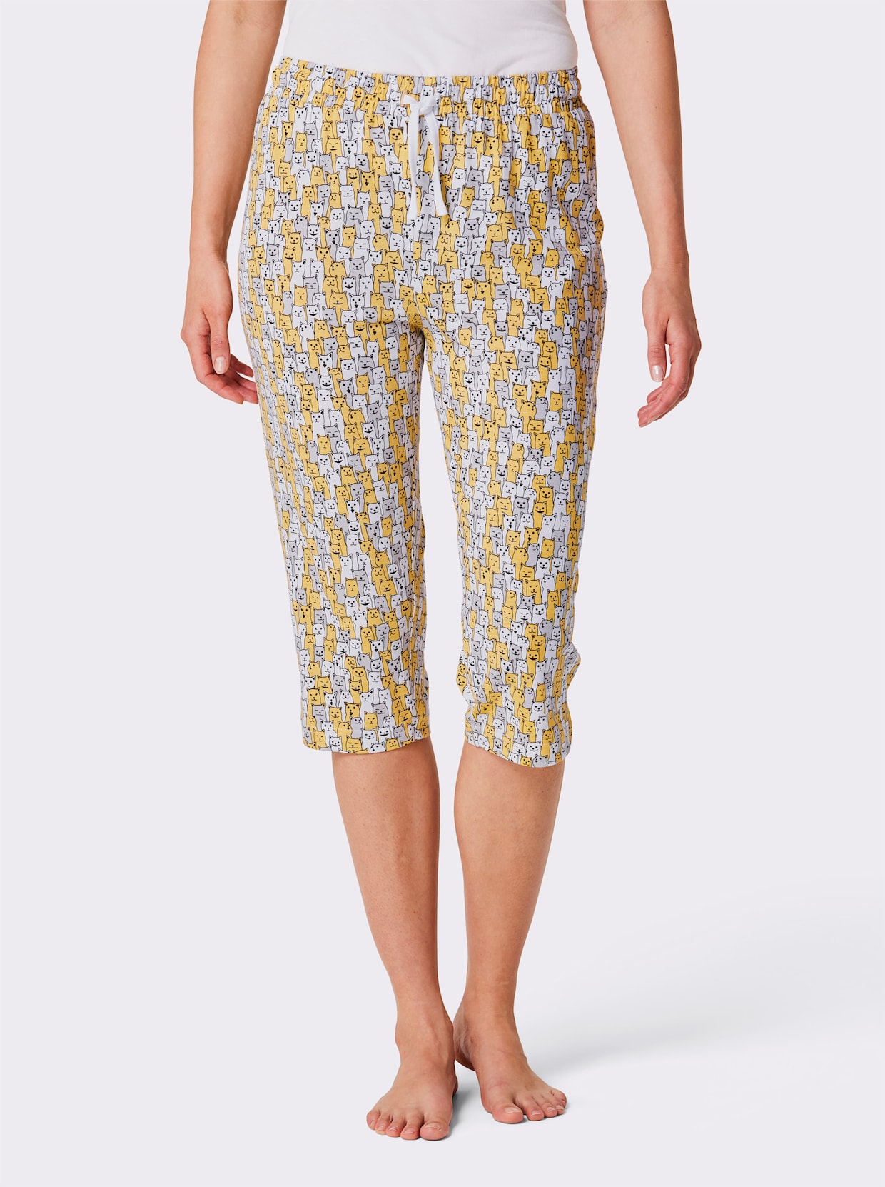 wäschepur Capri-legging - wit/geel bedrukt