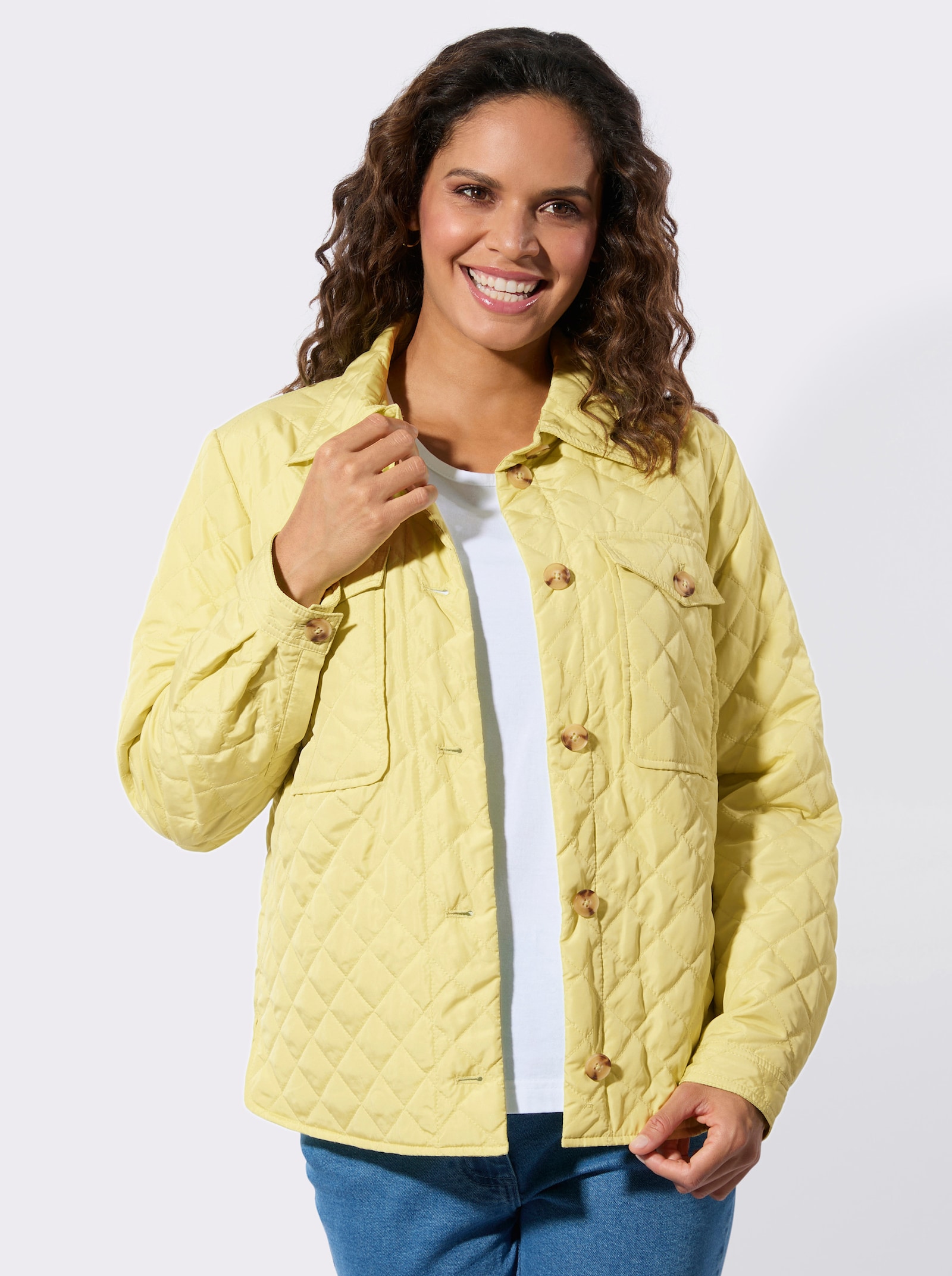 Blusenjacke mit aufgesetzten Brusttaschen - zitrone