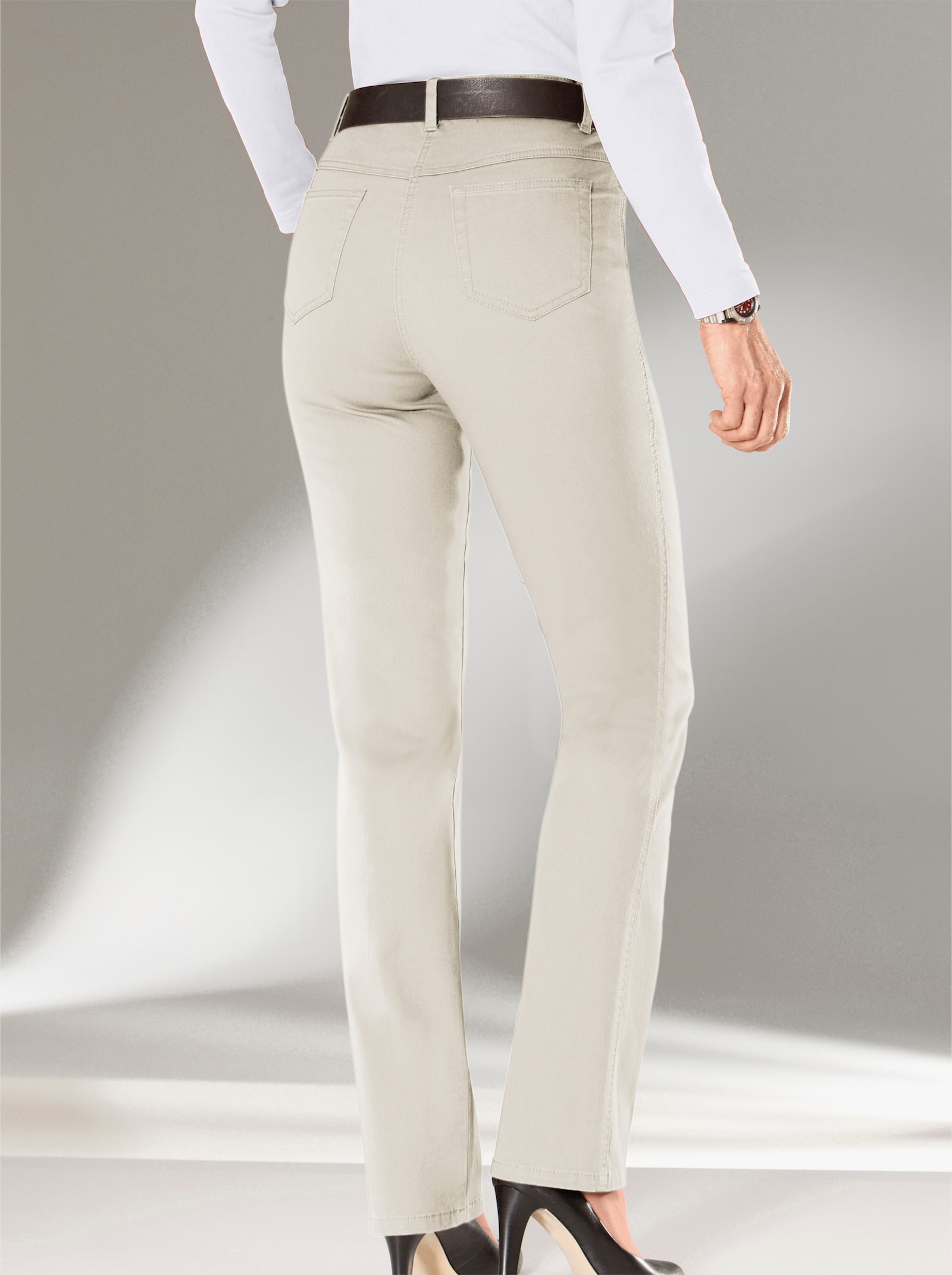 Džíny s 5 kapsami a rovným střihem - vlněná bílá