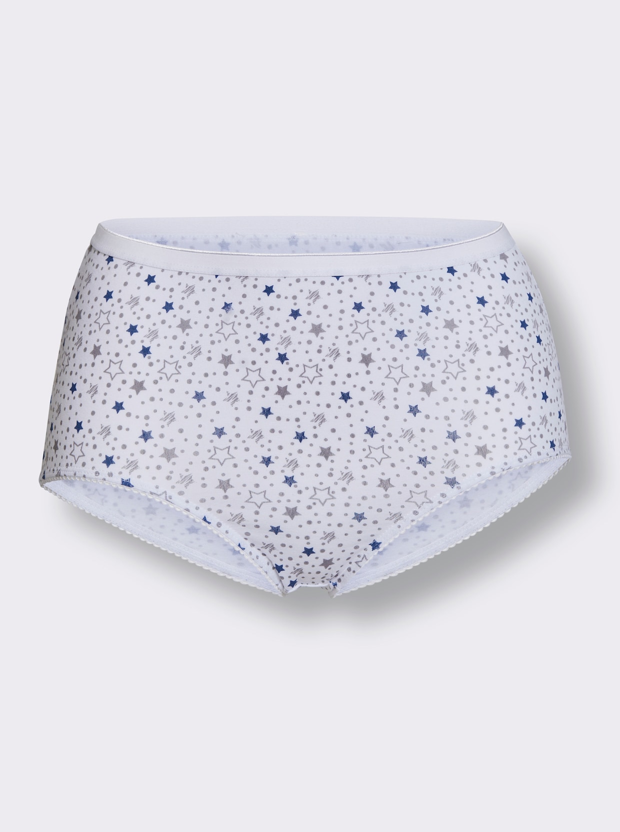 wäschepur Slips - 2x blanc + 2x blanc-bleu jean-gris pierre imprimé