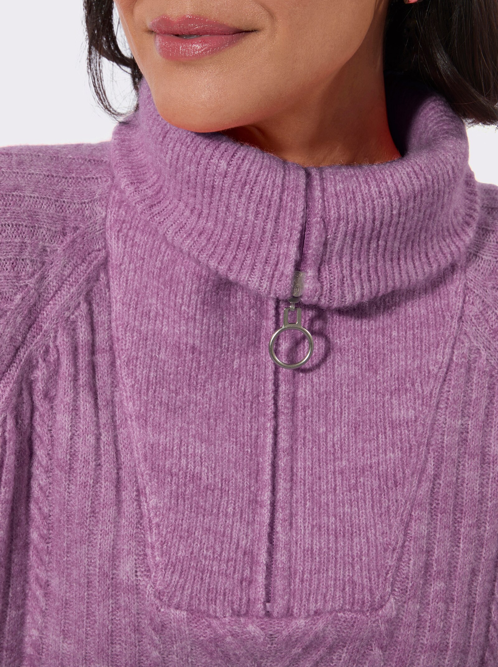 Schipperstrui van ribtricot - violet gemêleerd