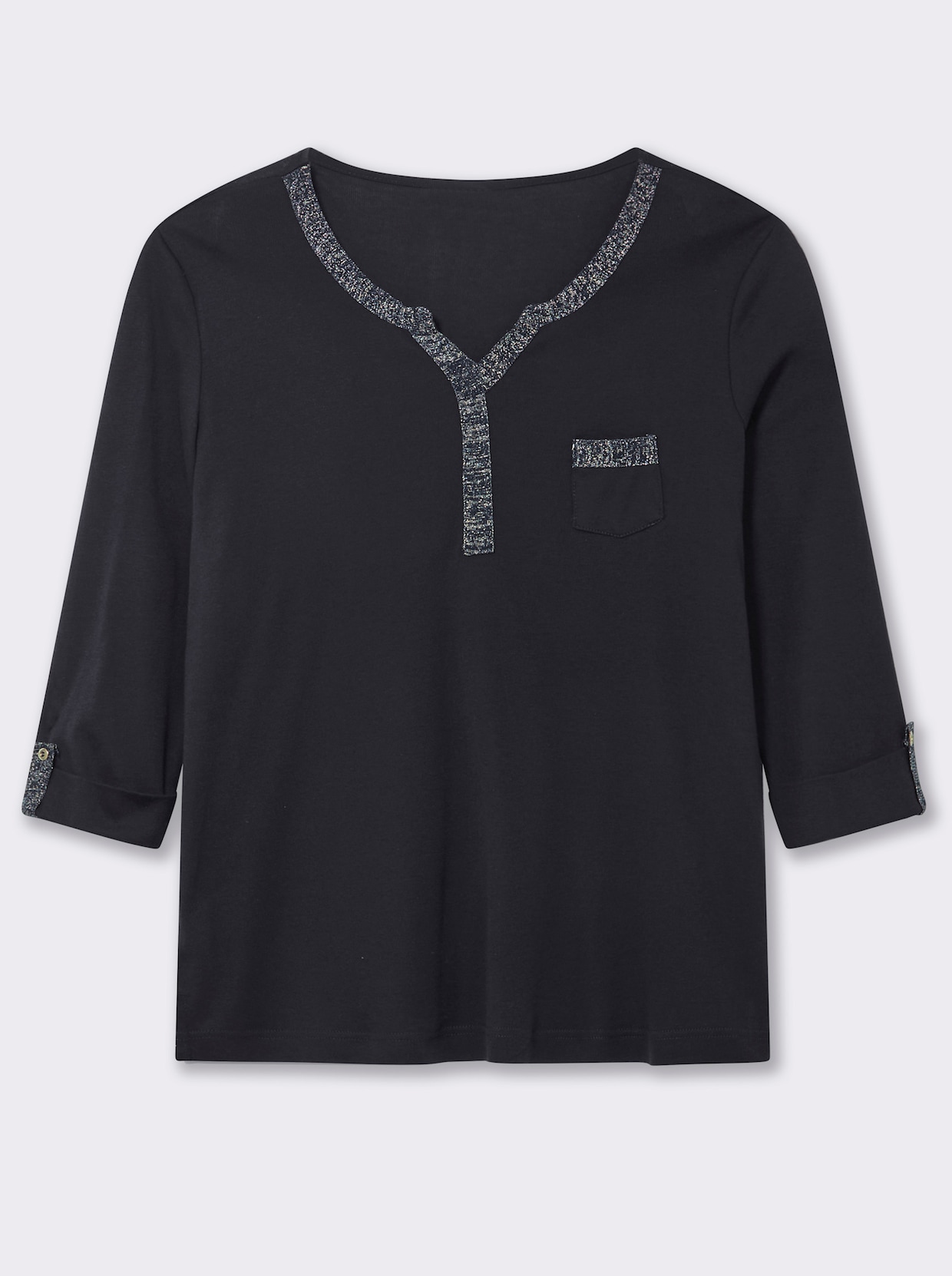 3/4-Arm-Shirt mit Glitzer-Details - marine