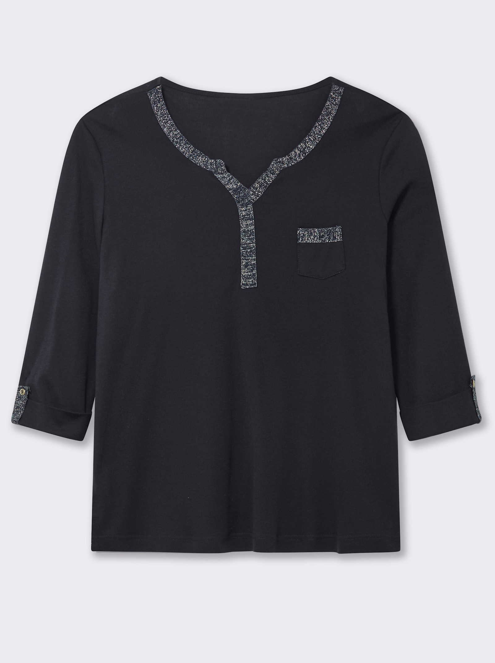 3/4-Arm-Shirt mit Glitzer-Details - marine