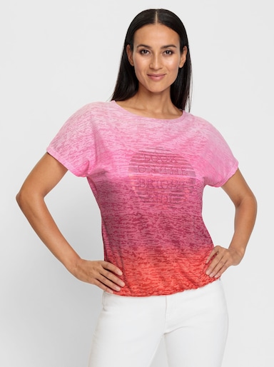 heine Rundhalsshirt mit Farbverlauf - erdbeere-bedruckt