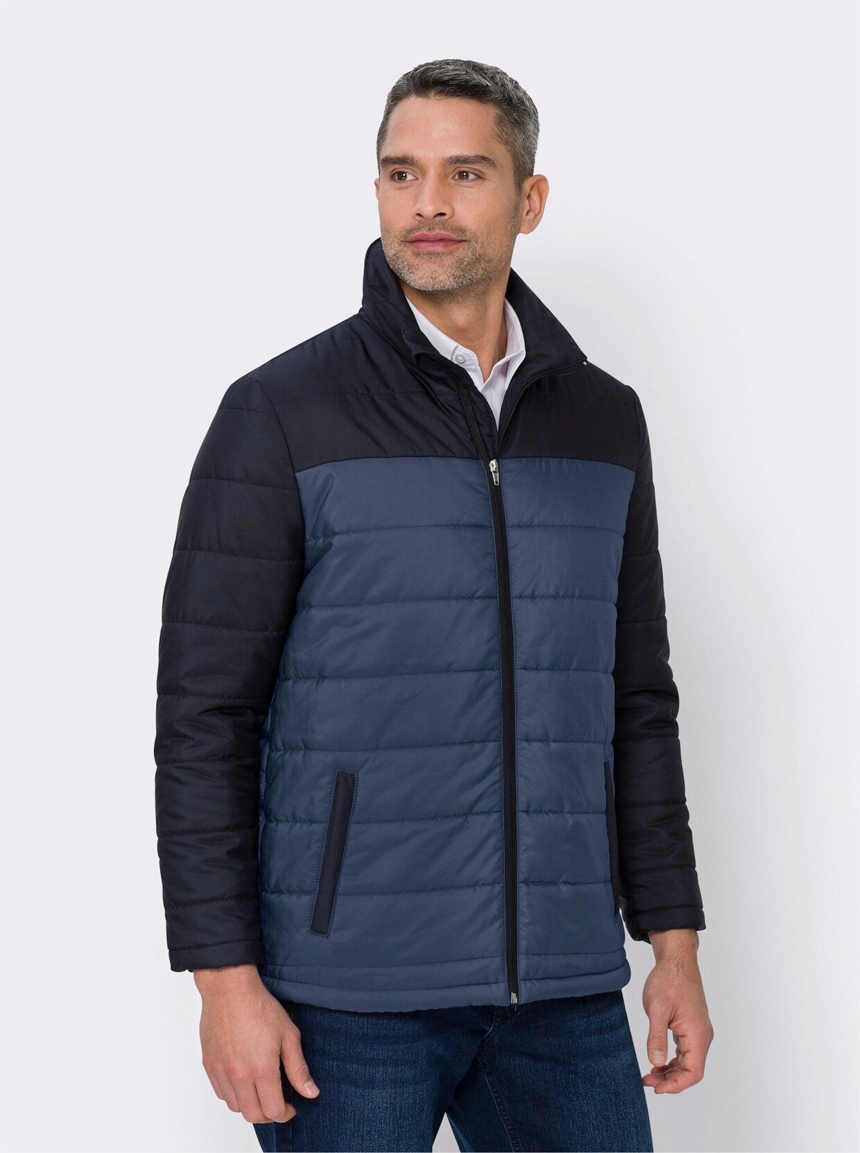 Steppjacke - marine-rauchblau