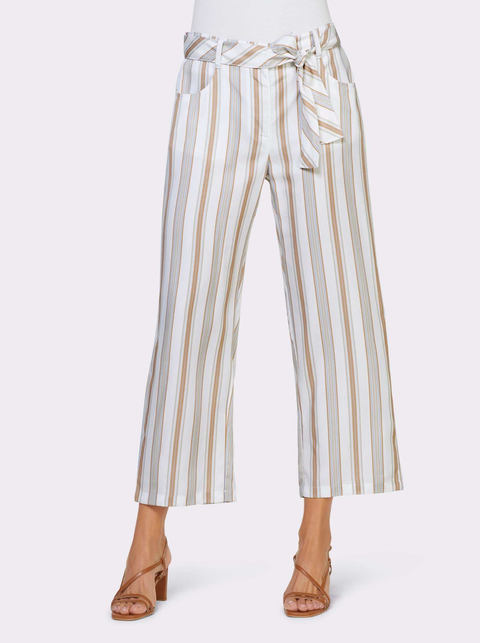 heine 7/8-Hose im Culotte-Style - hellblau-beige-gestreift