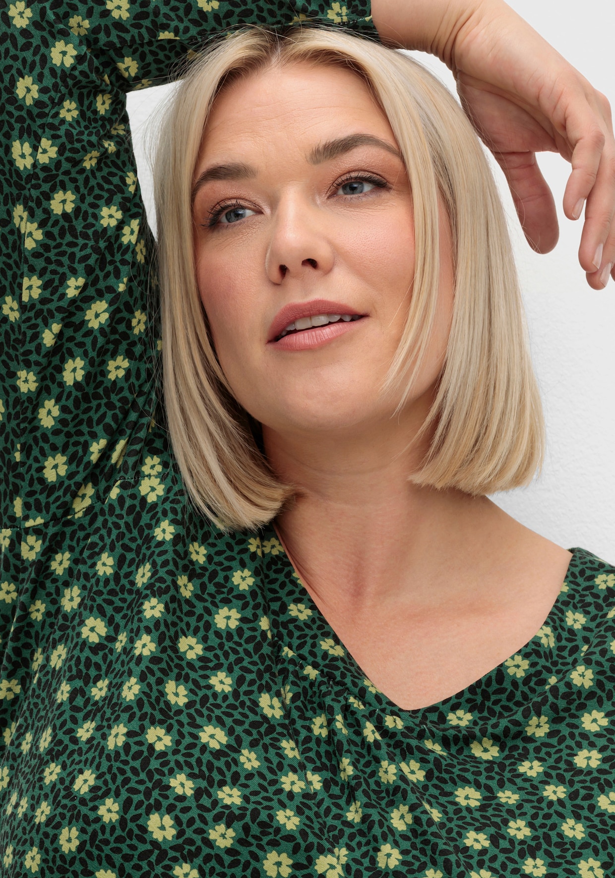 Tunikashirt in A-Form - moos-schilf-bedruckt