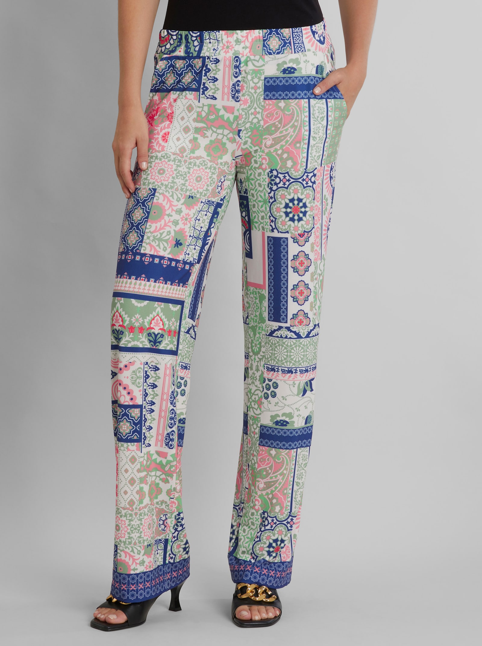 heine Schlupfhose aus Kofferware - eucalyptus-royalblau-bedruckt
