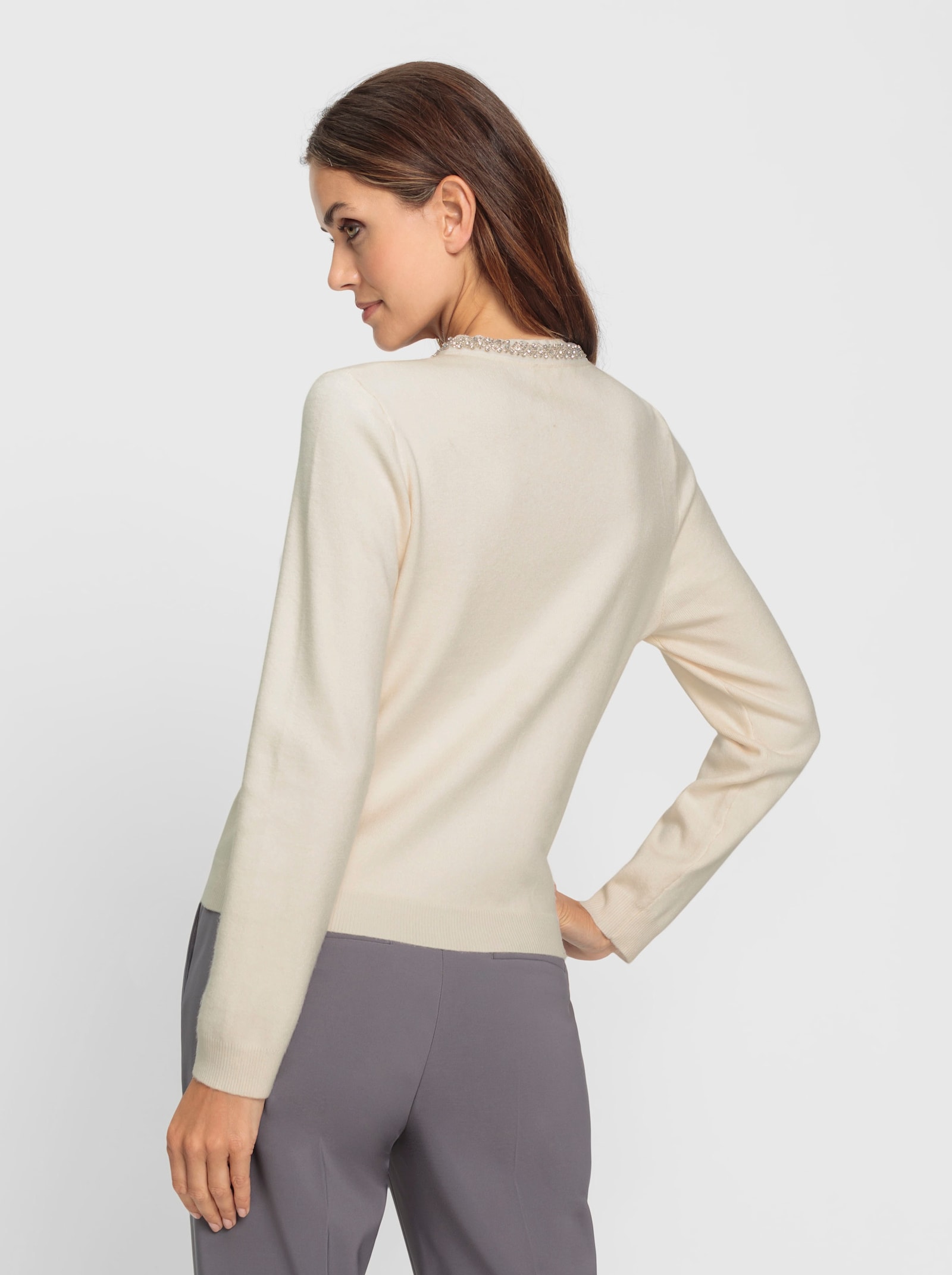 heine Feinstrickjacke mit Glitzersteinchen - champagner