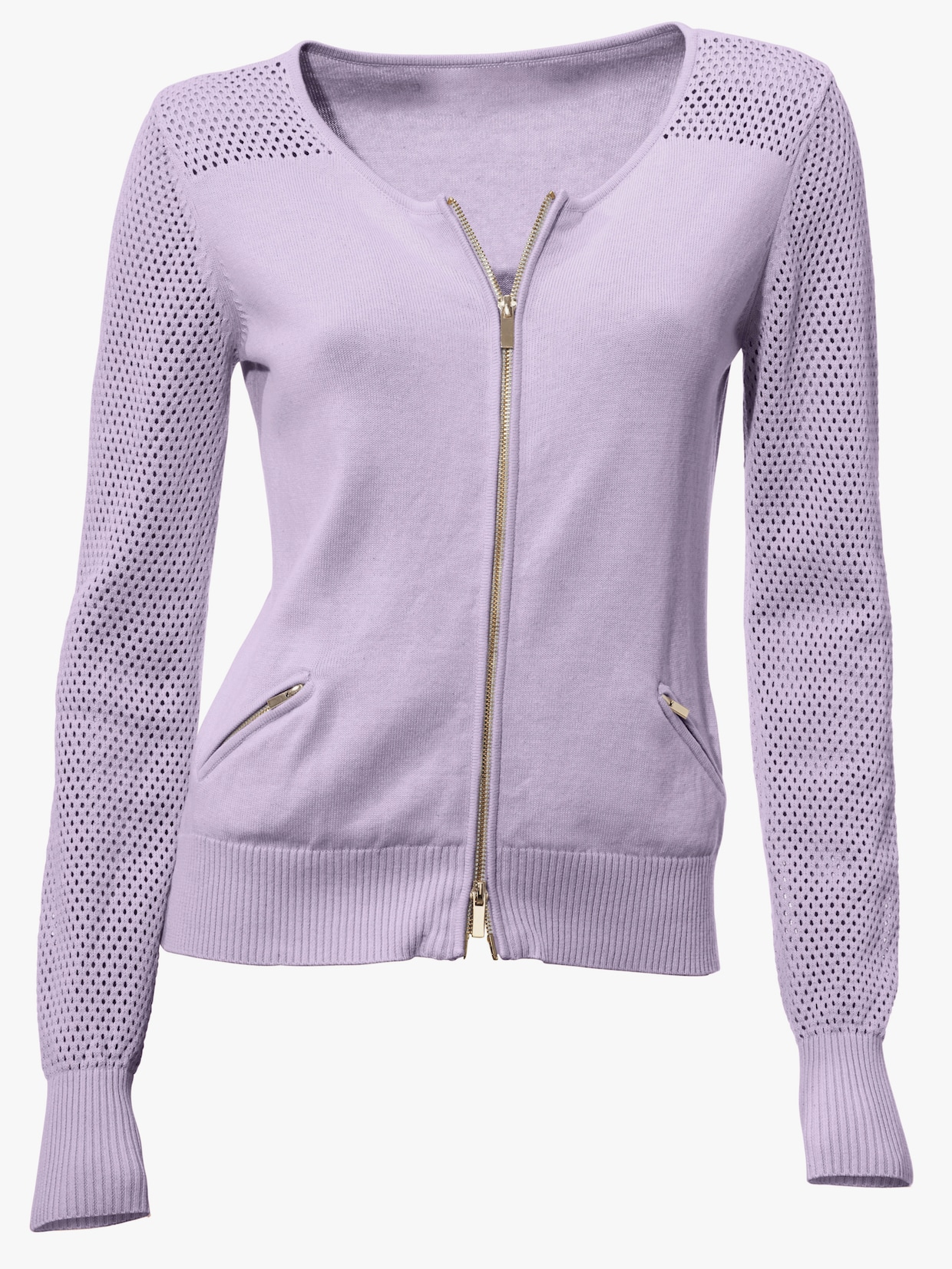 heine Feinstrickjacke mit 2-Wege-Reissverschluss - flieder