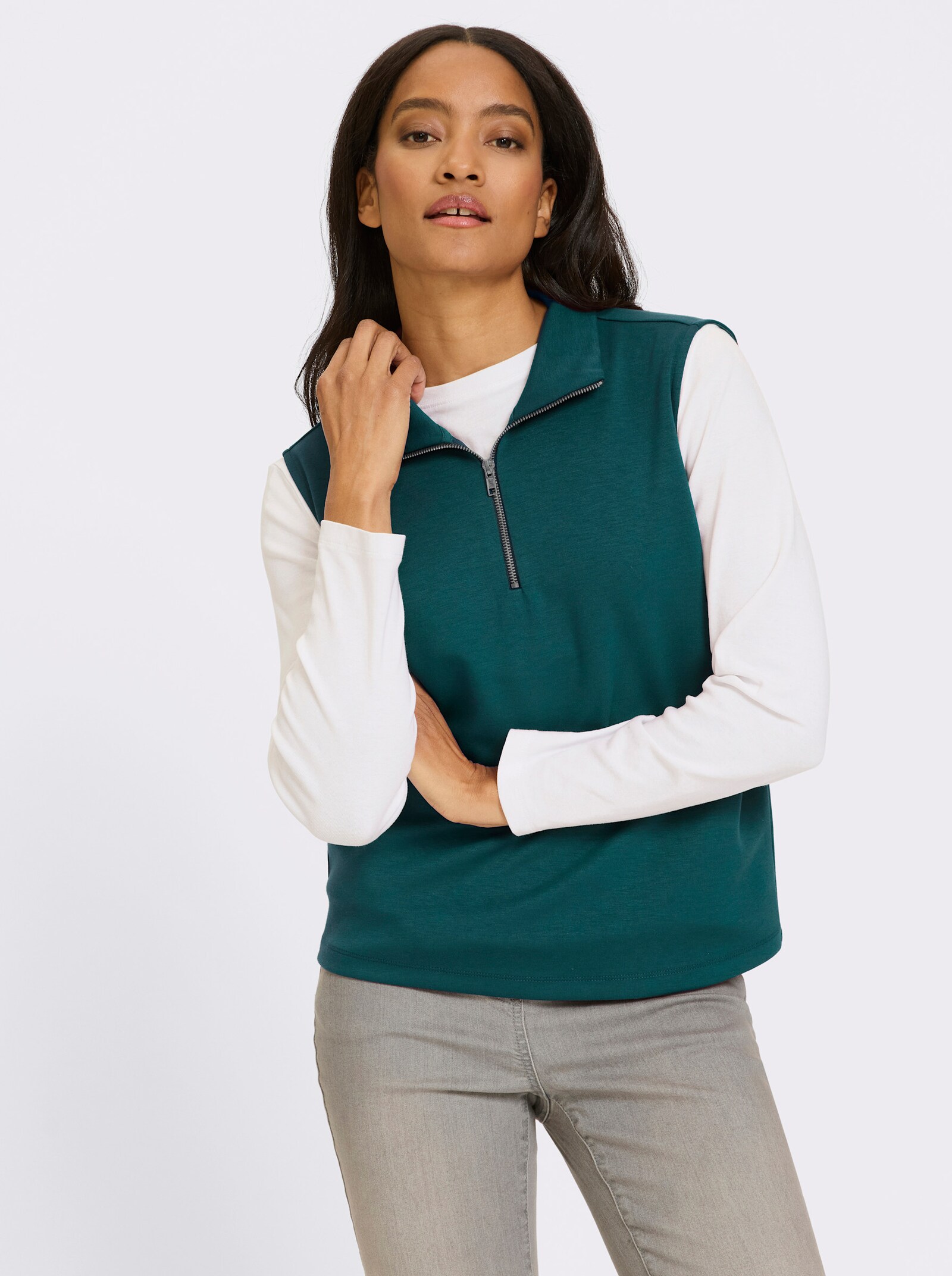 heine Shirt mit Reißverschluss - petrol