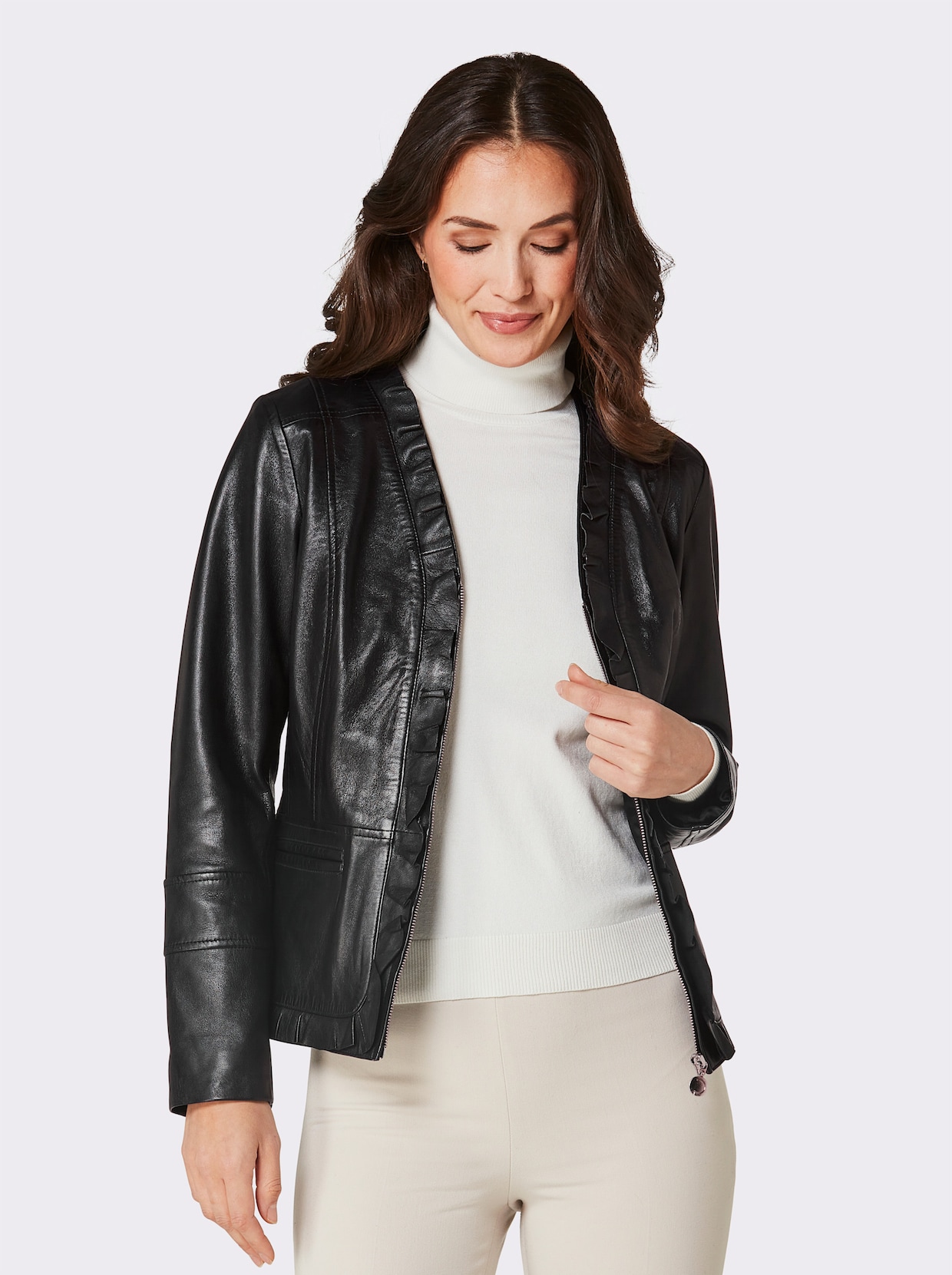 Mainpol Blazer en cuir d'agneau nappa - noir