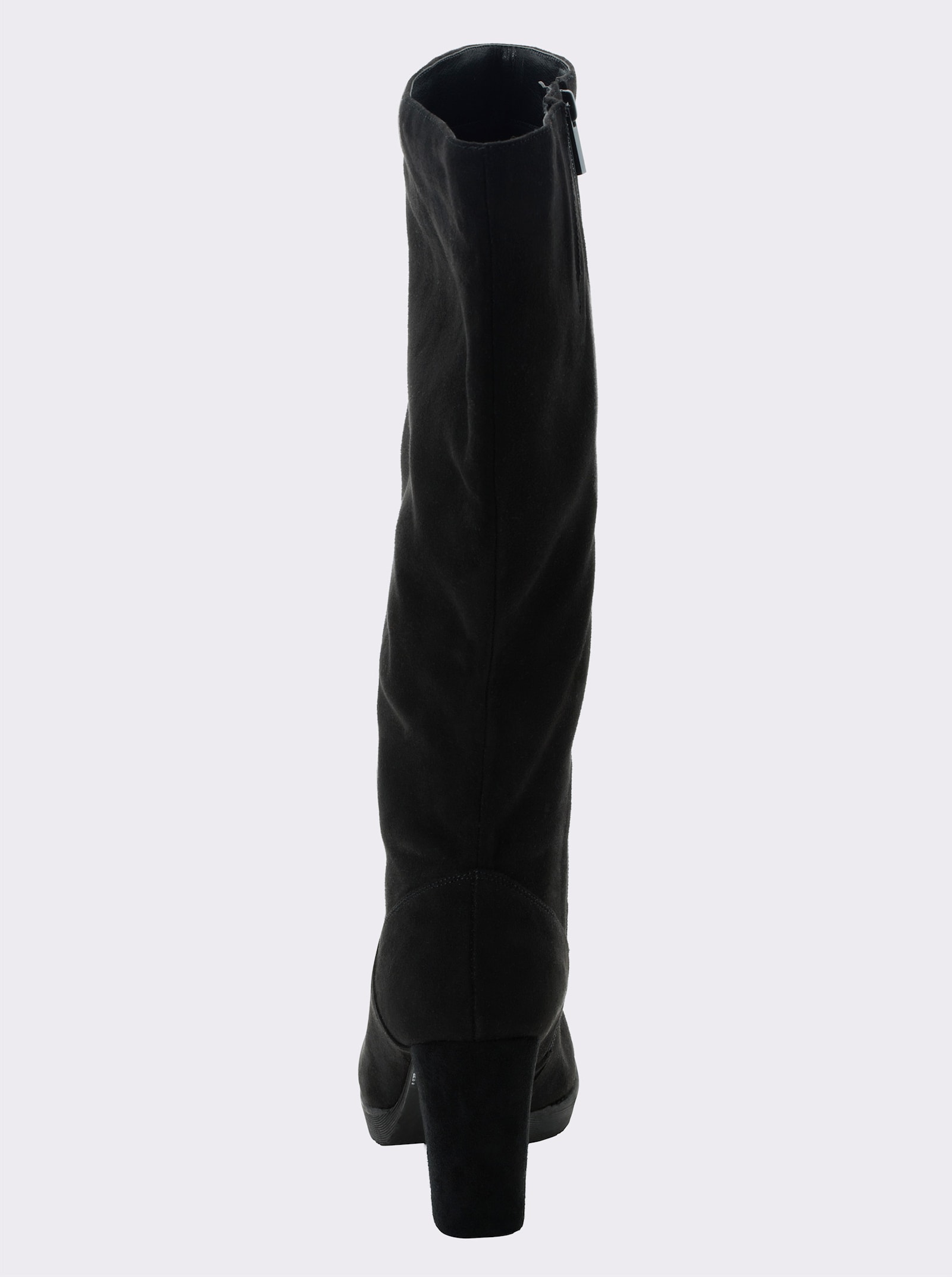 sheego Weitschaftstiefel in Wildleder-Optik, mit bezogenem Absatz - schwarz
