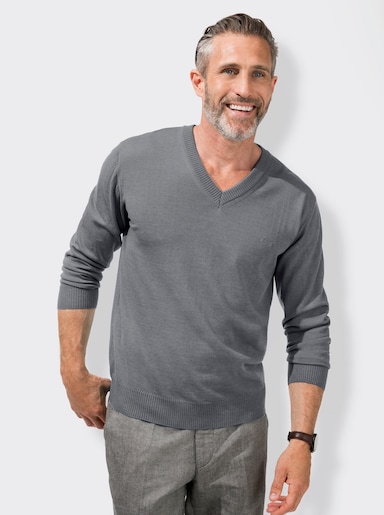 Marco Donati V-Pullover - grau-meliert