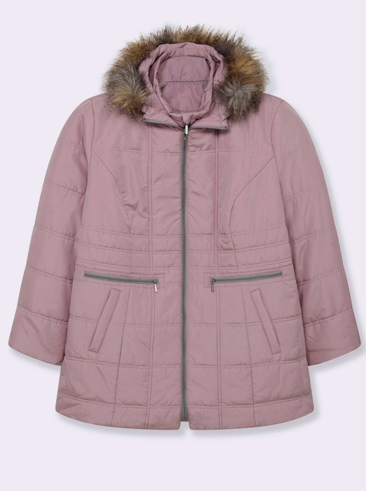Steppjacke mit abnehmbarer Kapuze, wattiert - mauve