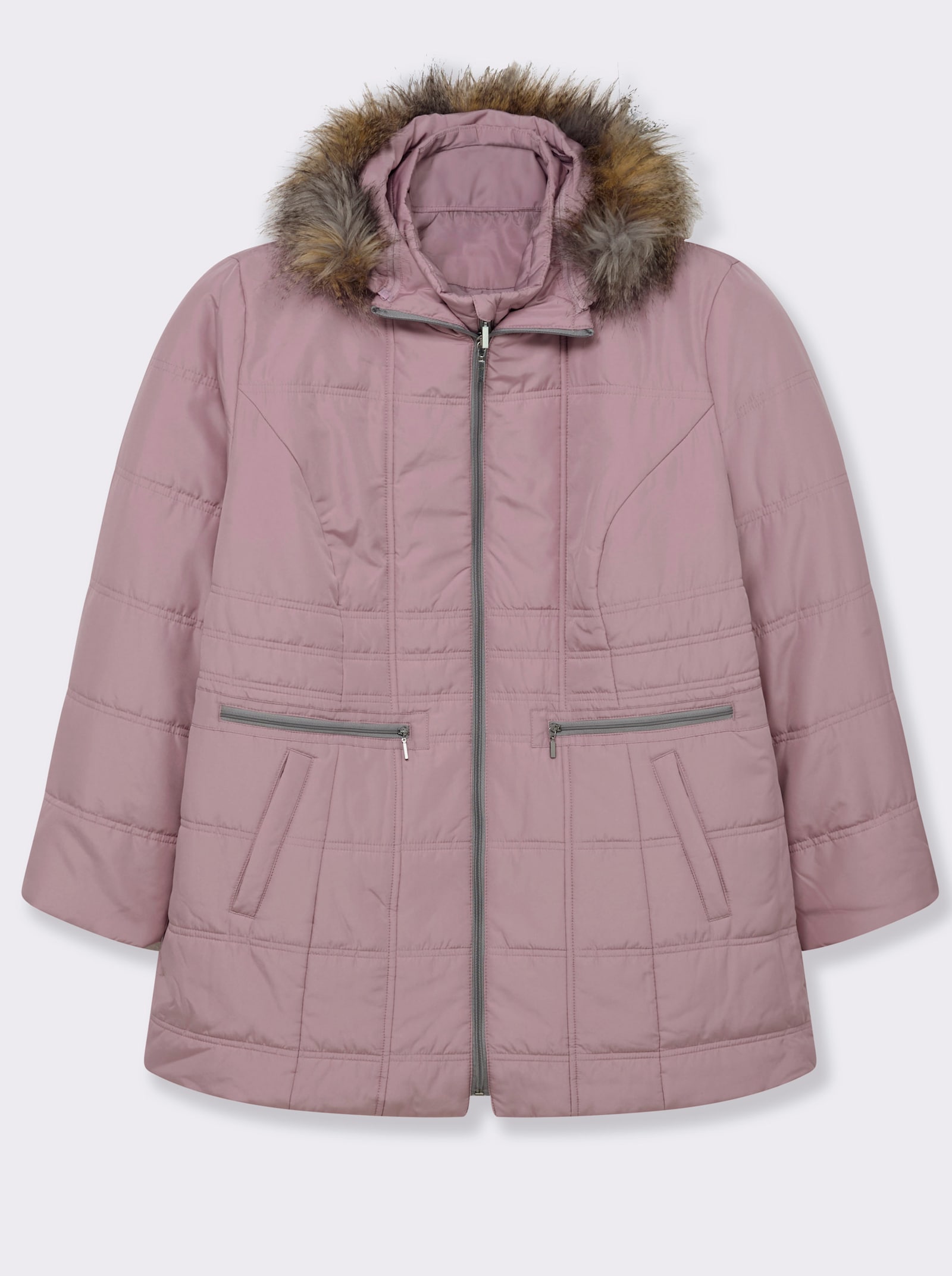 Steppjacke mit abnehmbarer Kapuze, wattiert - mauve