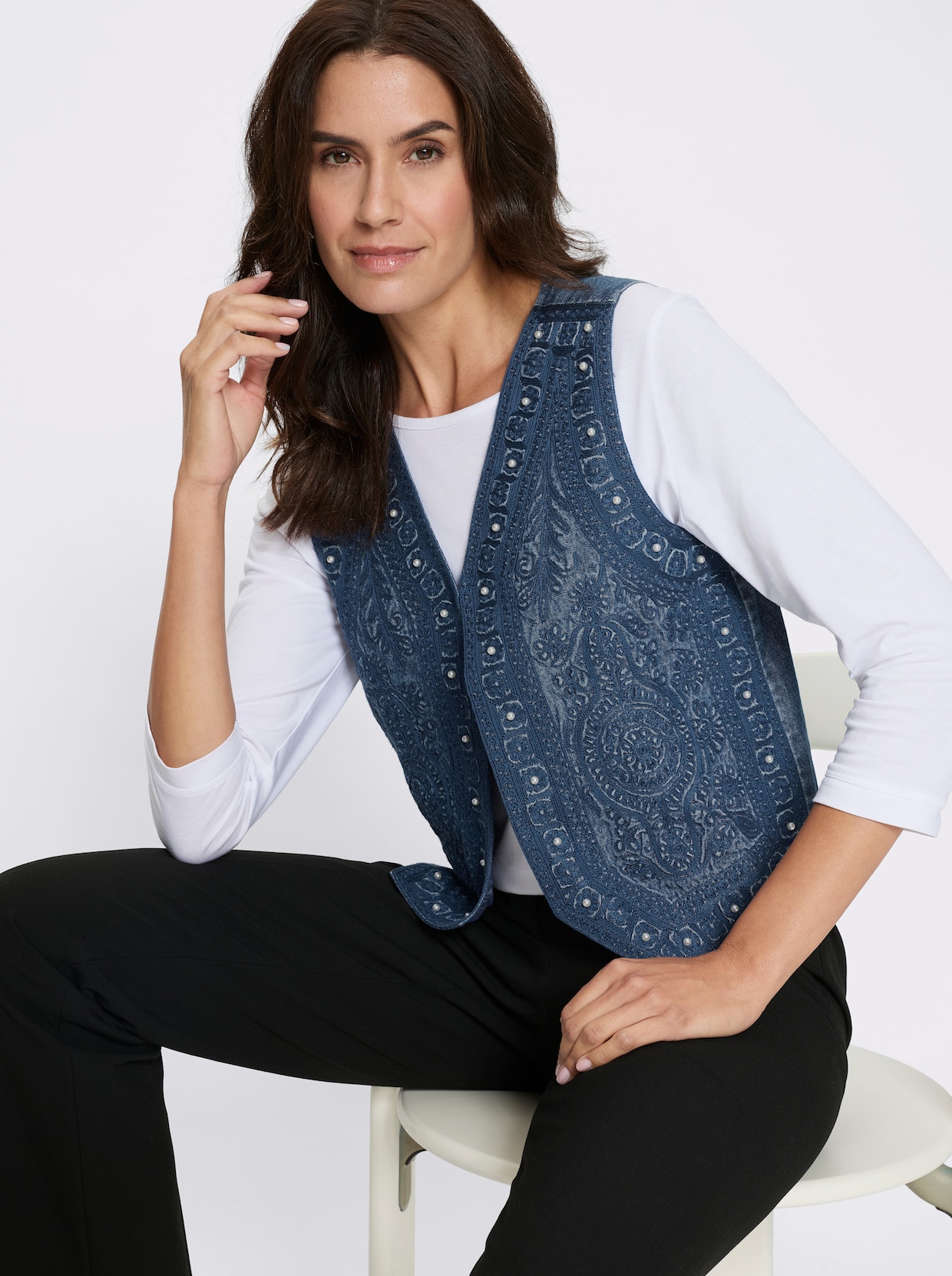 Jeansweste - blue-stone-washed
