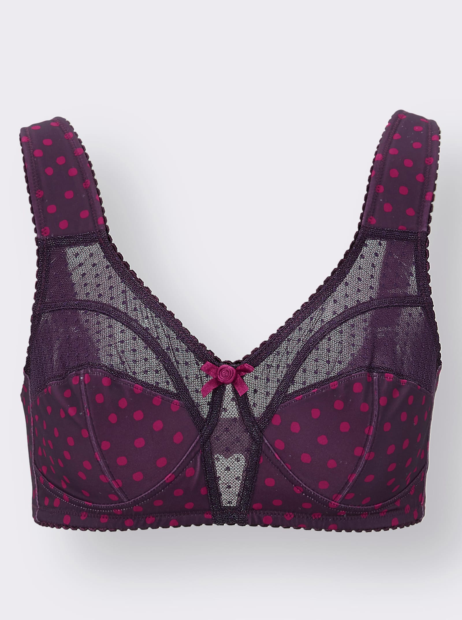 wäschepur Entlastungs-BH ohne Bügel mit Tüll-Einsatz - traube-bedruckt