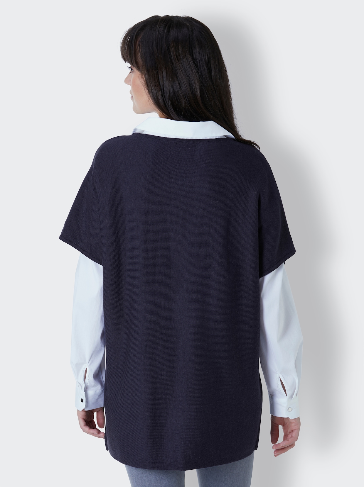 CREATION L PREMIUM Débardeur en tricot en viscose et mérinos - bleu nuit