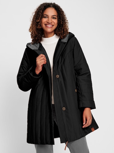 Jacke im Steppmuster-Mix, wärmend - schwarz-steingrau