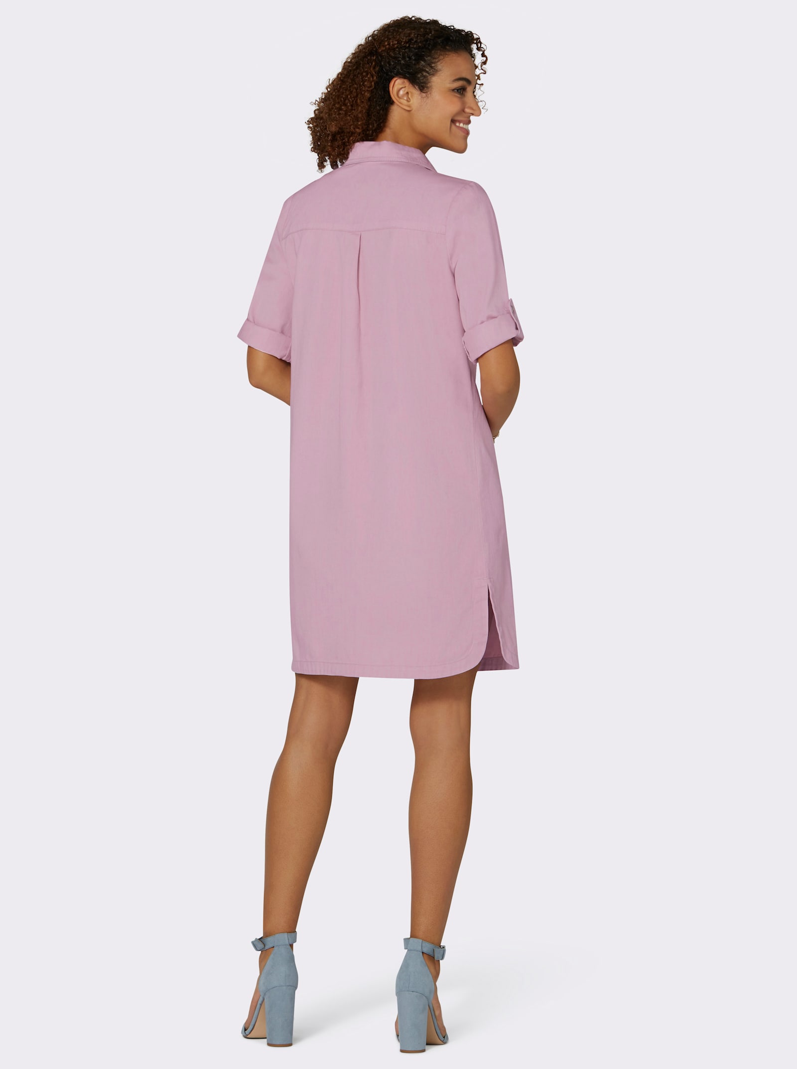 Jeanskleid in Schlupfform - rosé