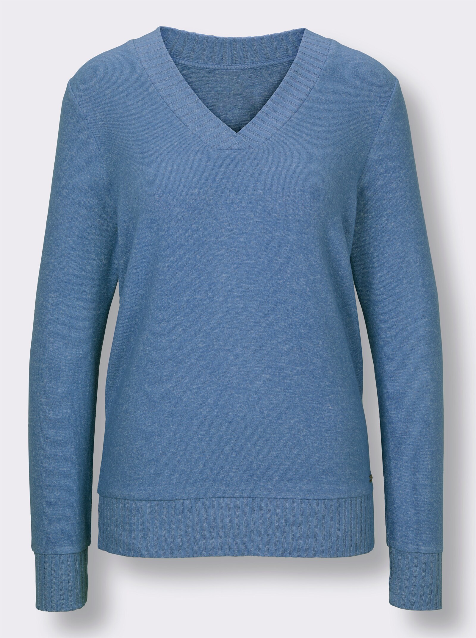 Langarmshirt - mittelblau-meliert